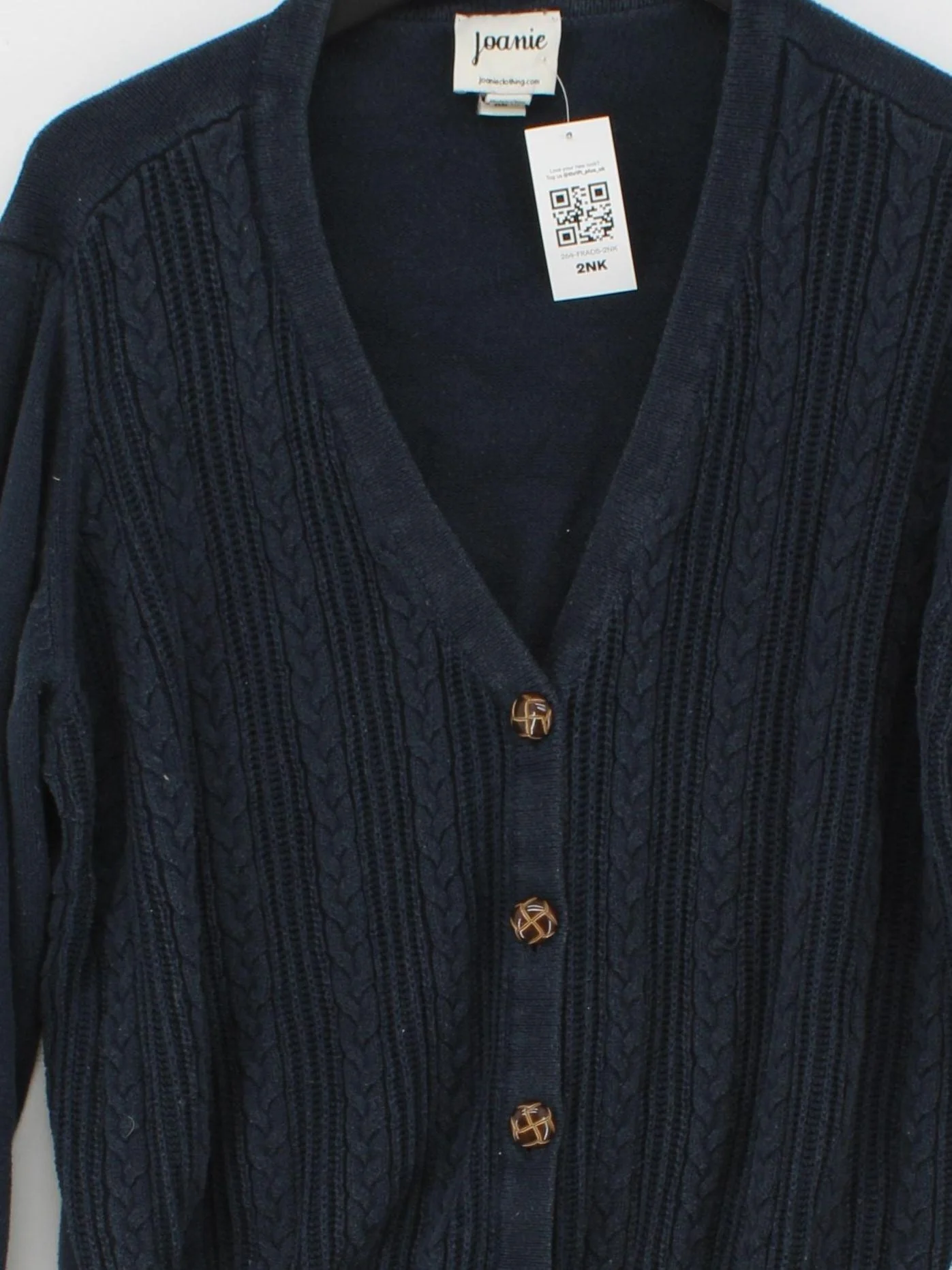 Joanie Women's Cardigan XL Blue Acrylic with Cotton V-Neck Cardigan - Image 3