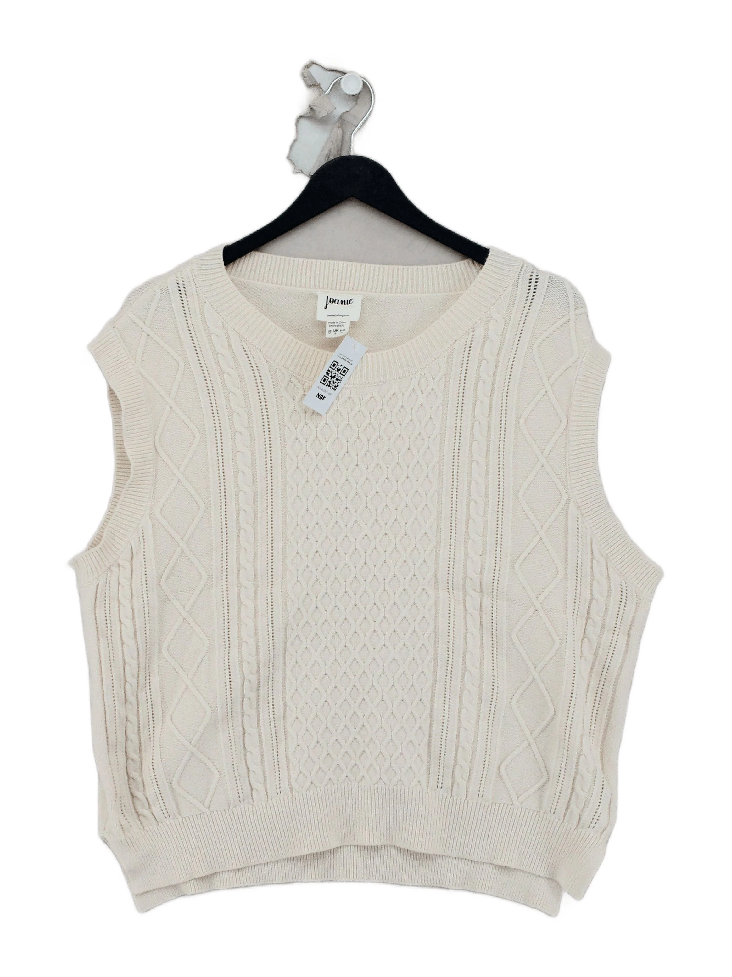 Joanie Women's Jumper L Cream Viscose with Polyester, Polyamide Round Neck Vest
