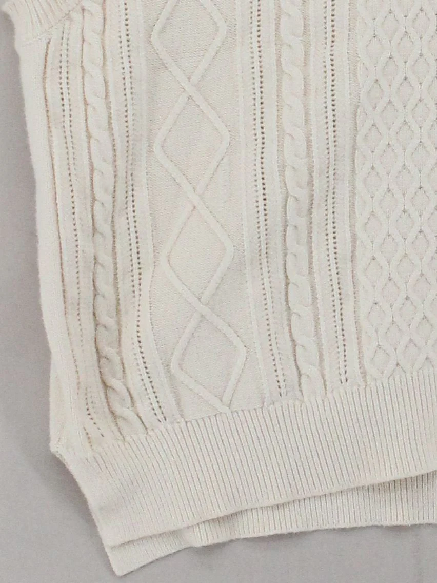 Joanie Women's Jumper L Cream Viscose with Polyester, Polyamide Round Neck Vest - Image 4