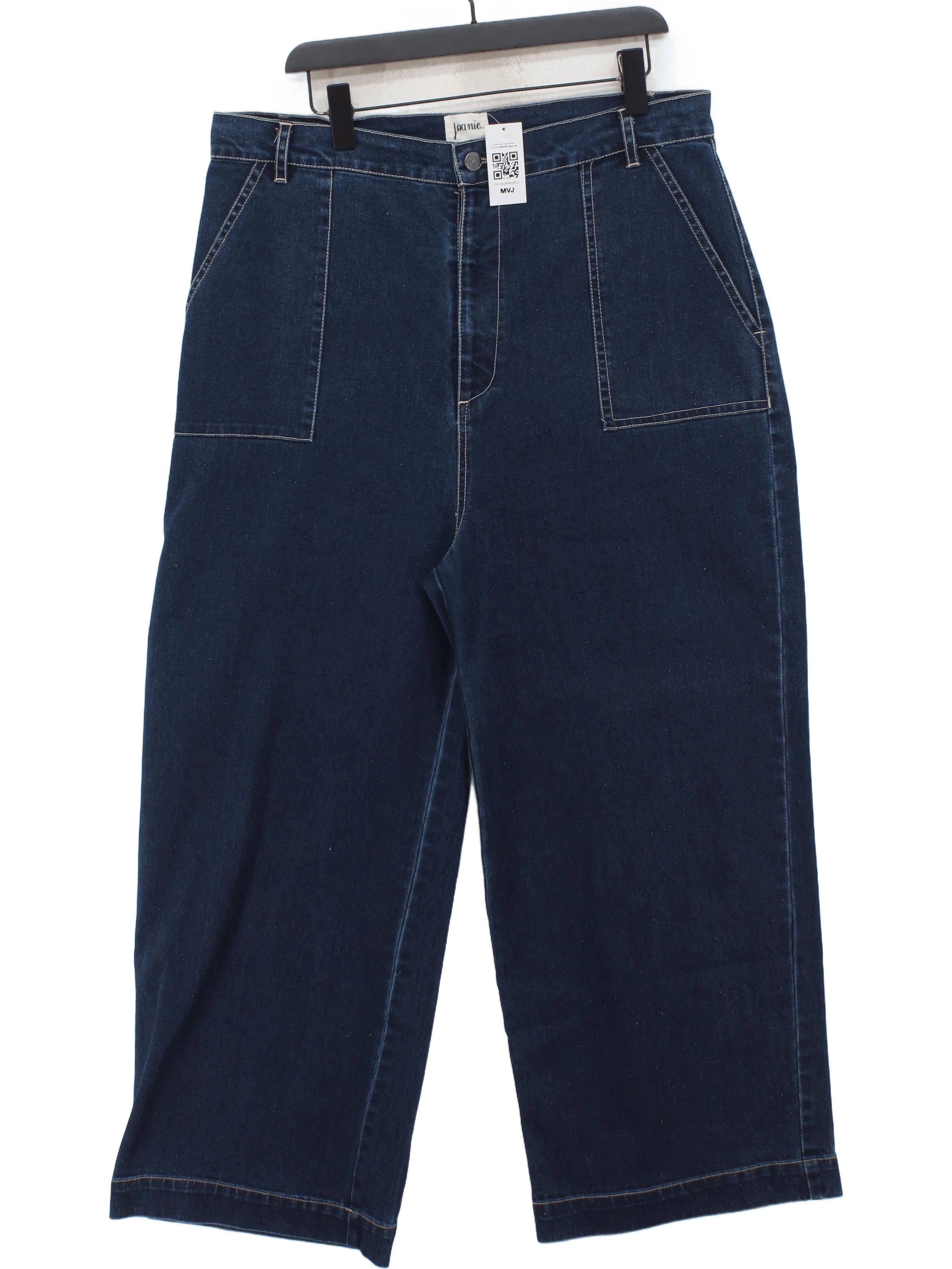 Joanie Women's Trousers UK 18 Blue Cotton with Polyester, Elastane Cropped