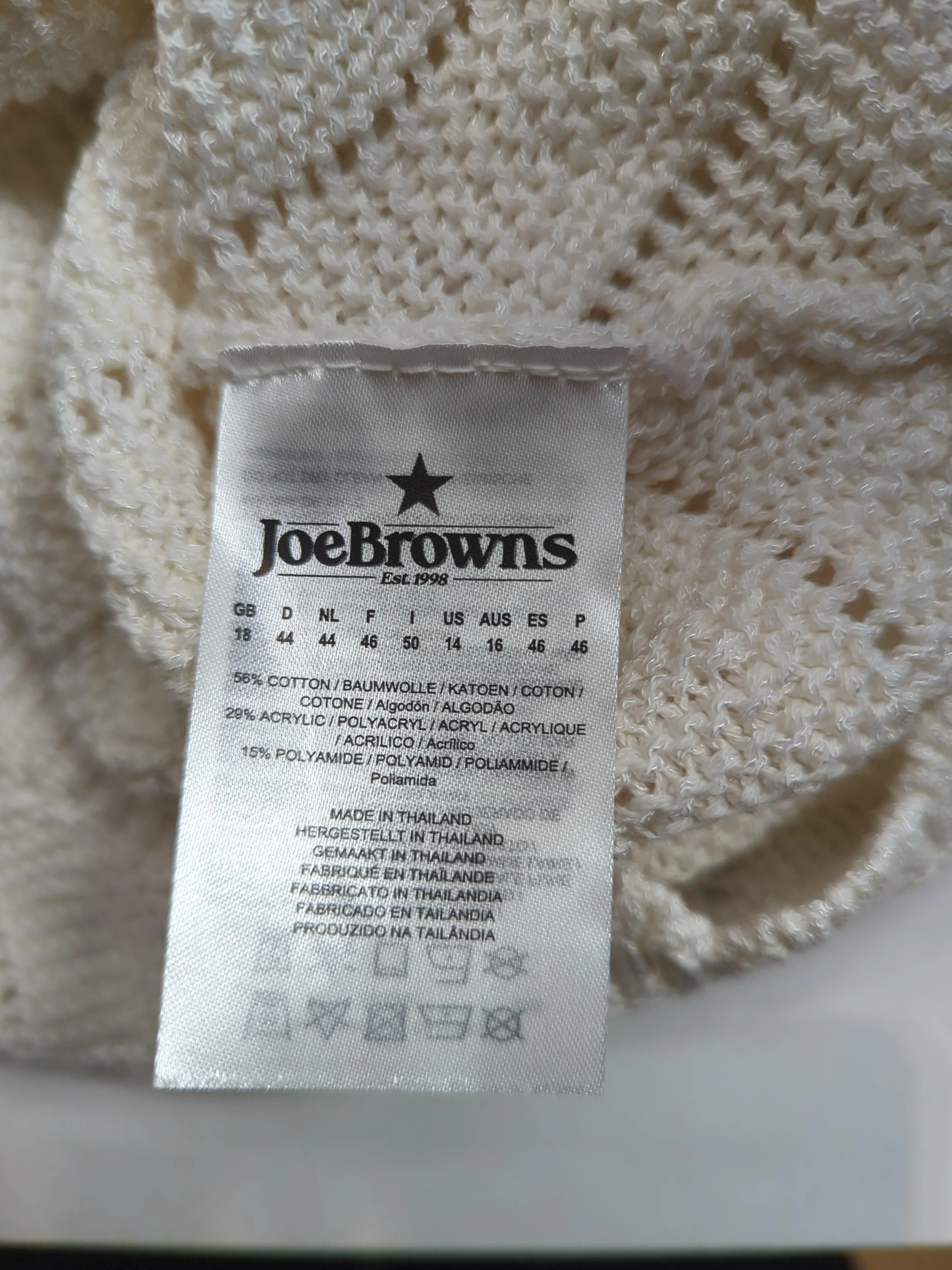 Joe Browns Women's Jumper UK 18 Cream Cotton with Acrylic, Polyamide Pullover - Image 6