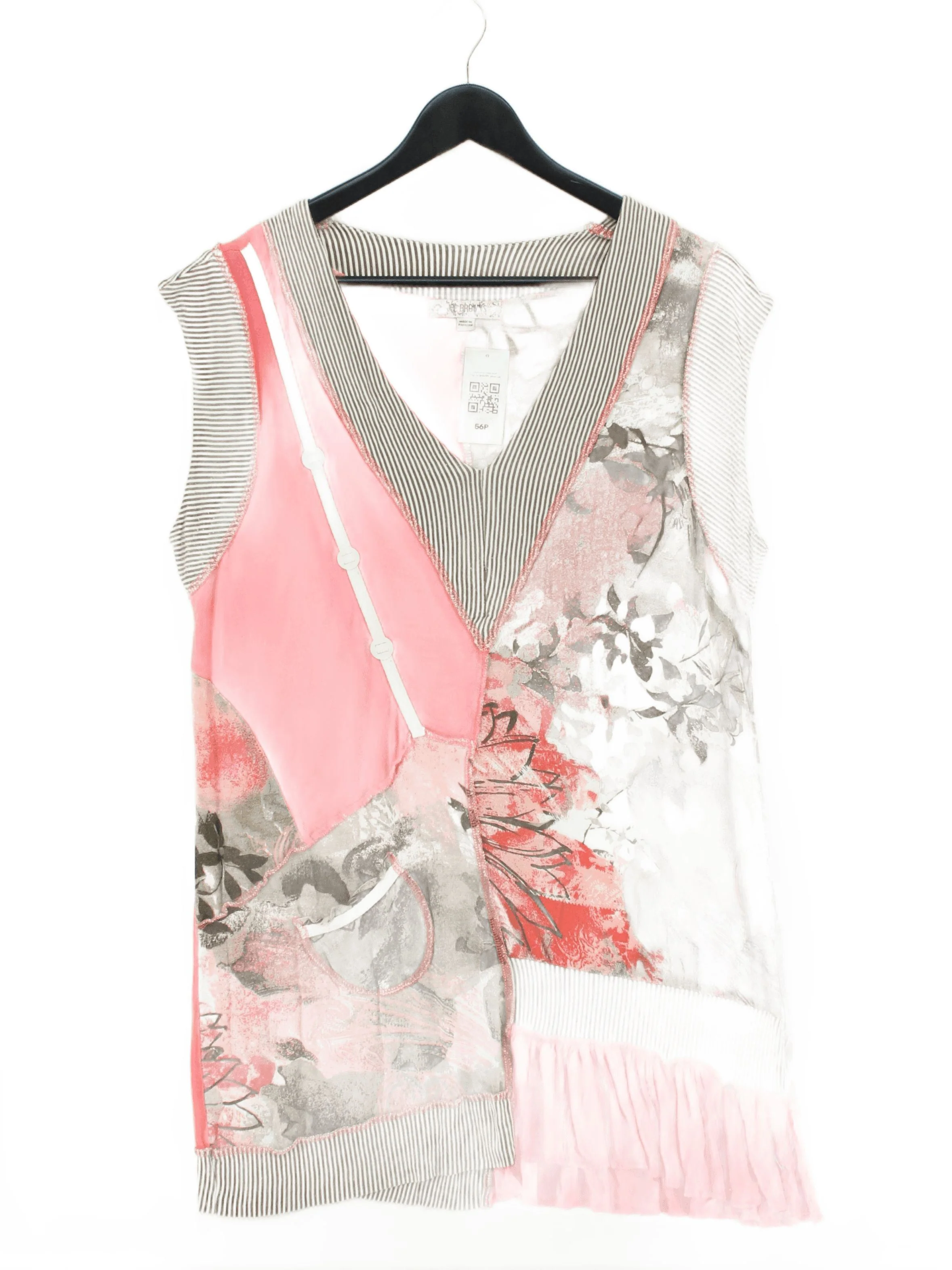 Joe Browns Women's Top UK 16 Multi 100% Viscose Sleeveless V-Neck Basic