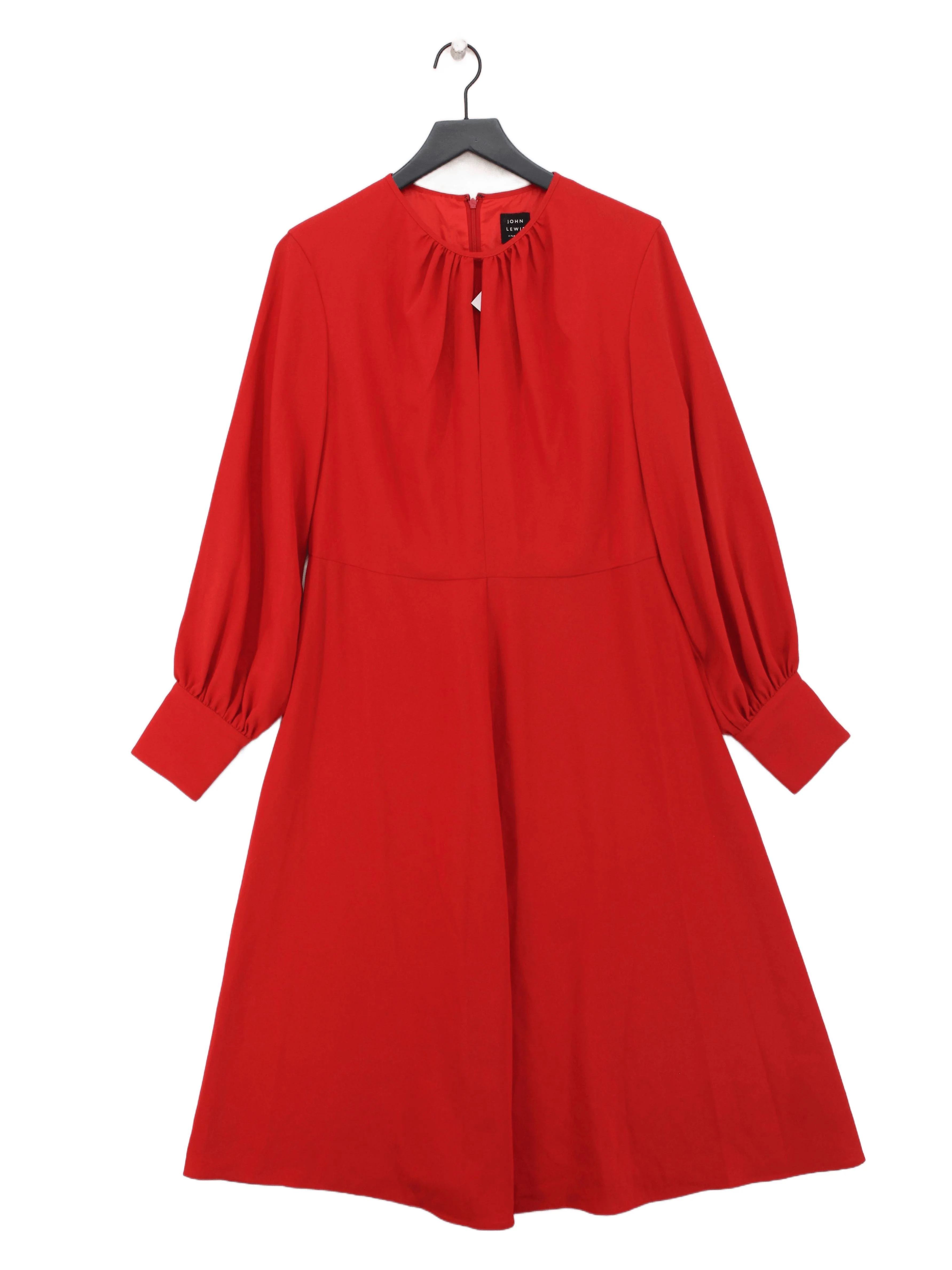 John Lewis A-Line Midi Dress UK14 in Red