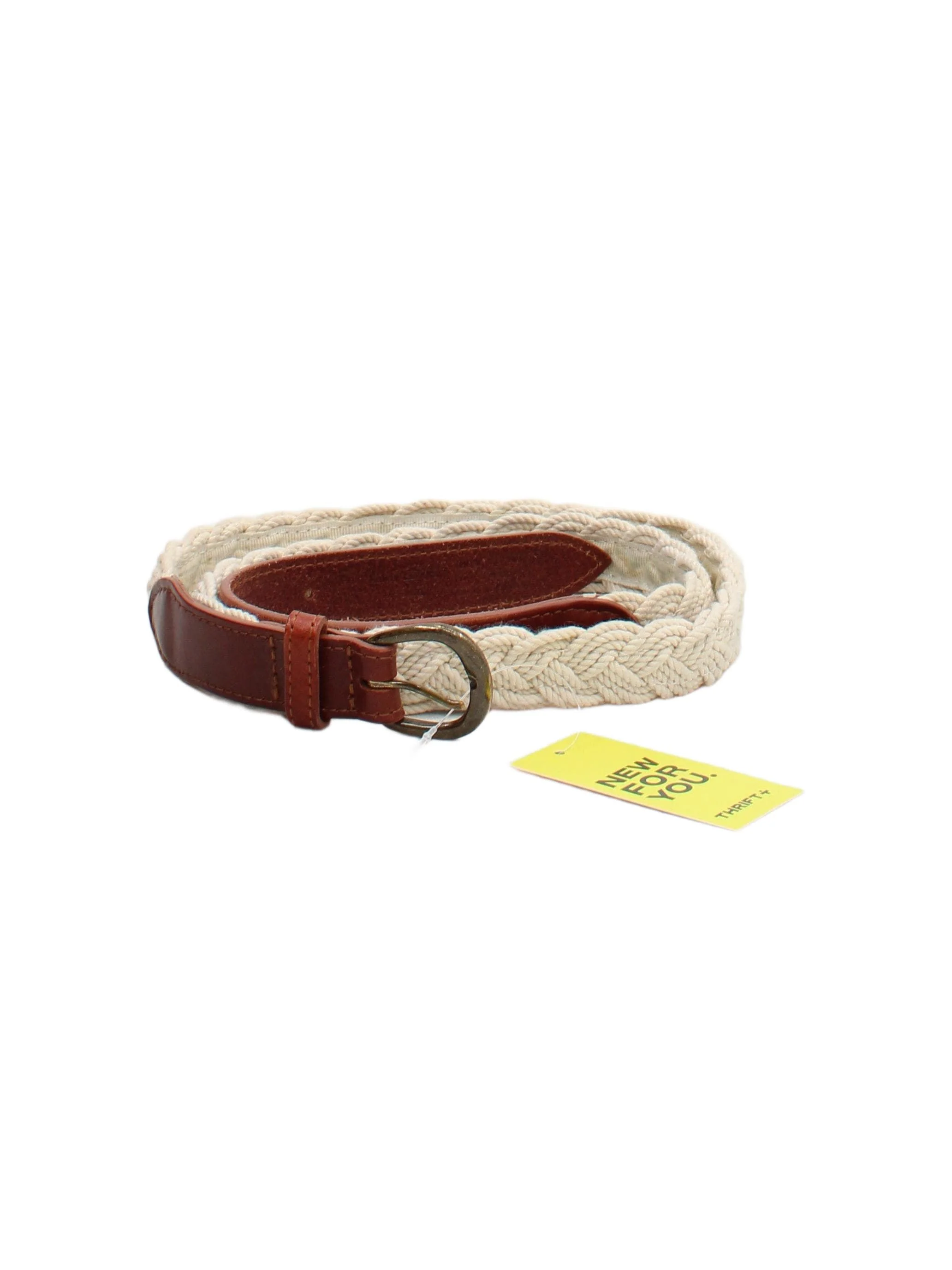 John Lewis Men's Belt Brown Leather with Cotton Braided/Woven Belt