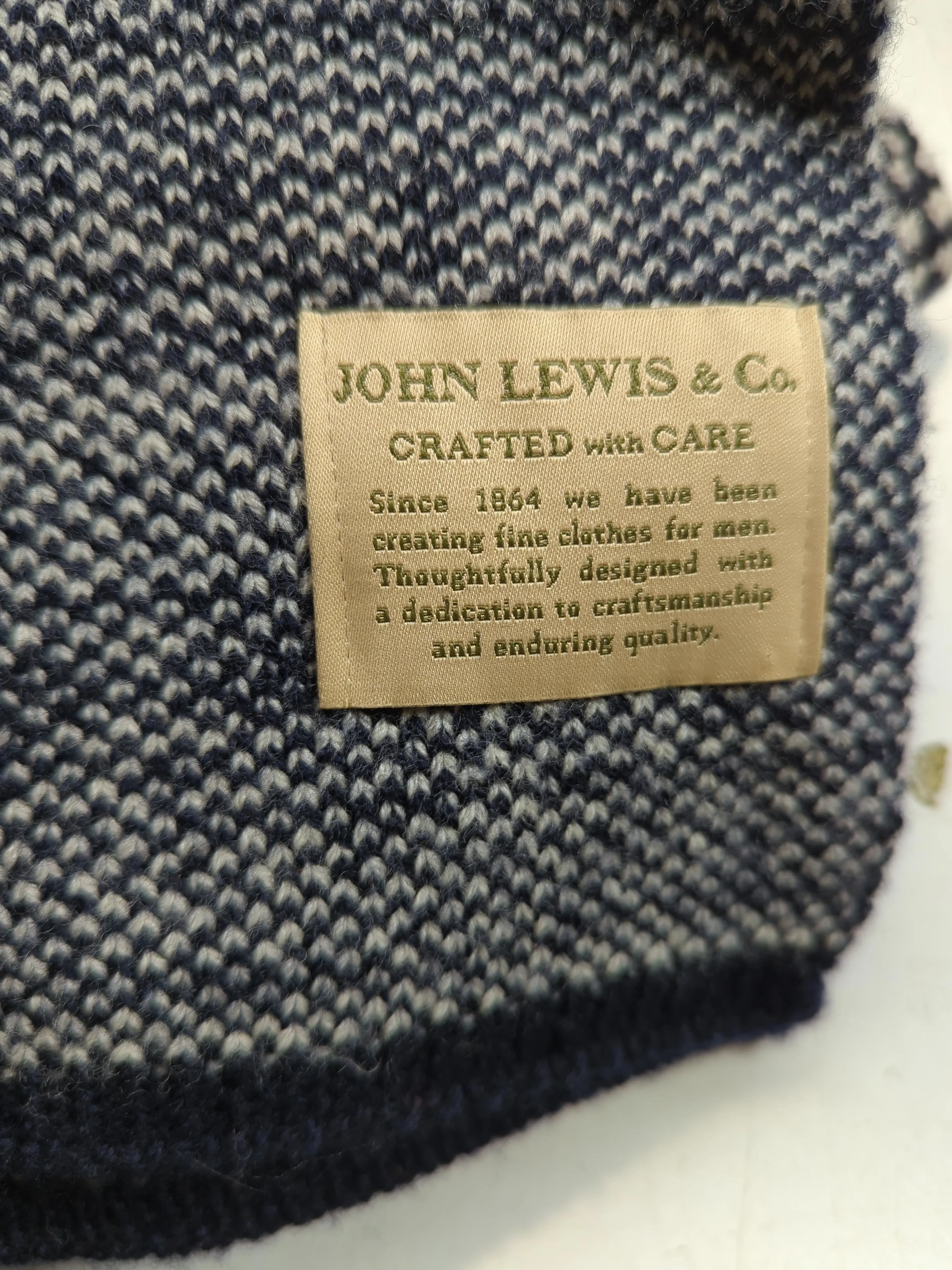 John Lewis Men's Scarf Blue Geometric 100% Other Scarf - Image 5