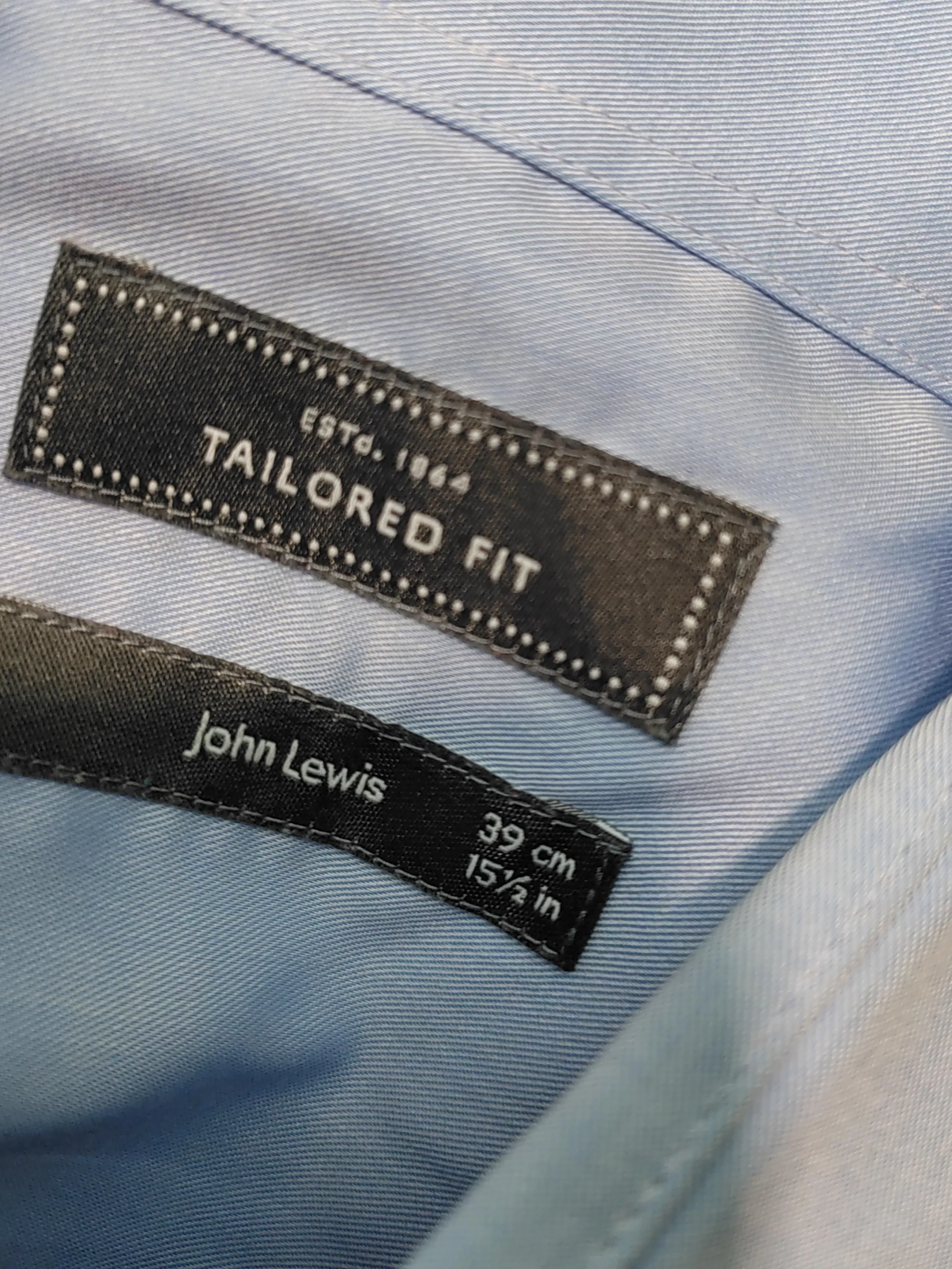 John Lewis Men's Shirt Collar: 15.5 in Blue 100% Cotton Basic - Image 5