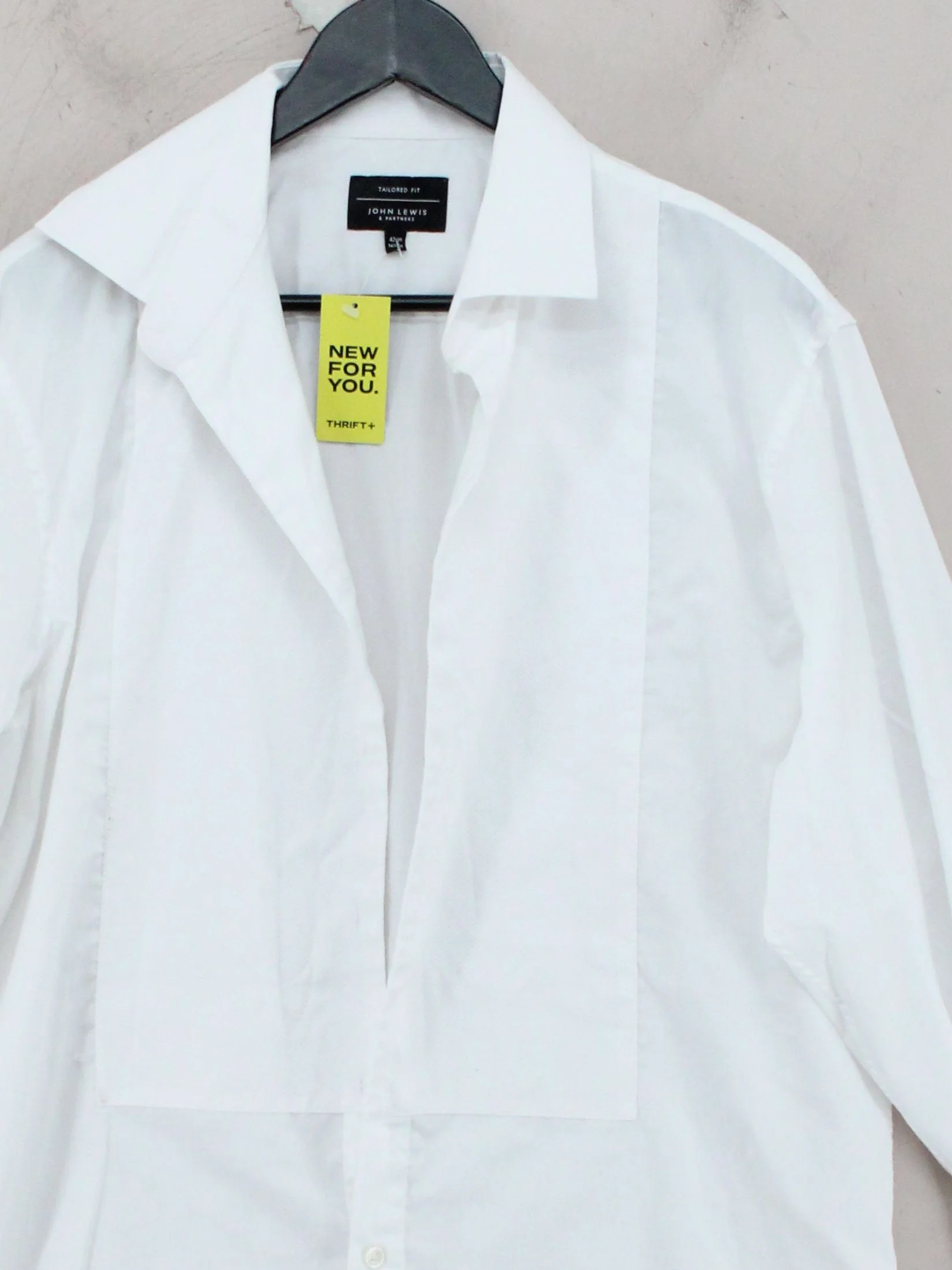 John Lewis & Partners Men's Shirt Chest: 42 in White 100% Cotton Basic - Image 3