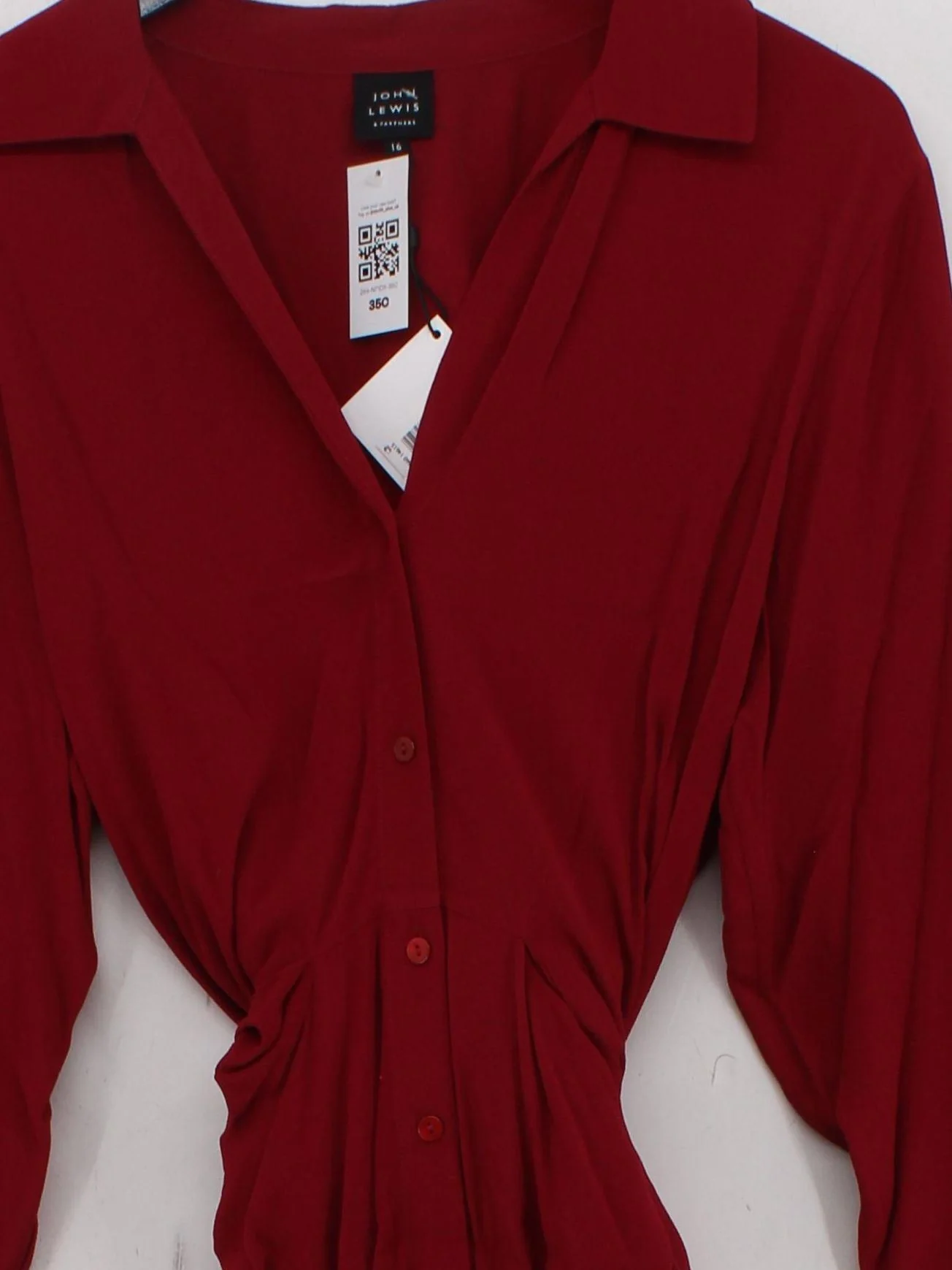 John Lewis Shirt Midi Dress UK16 in Red - Image 3