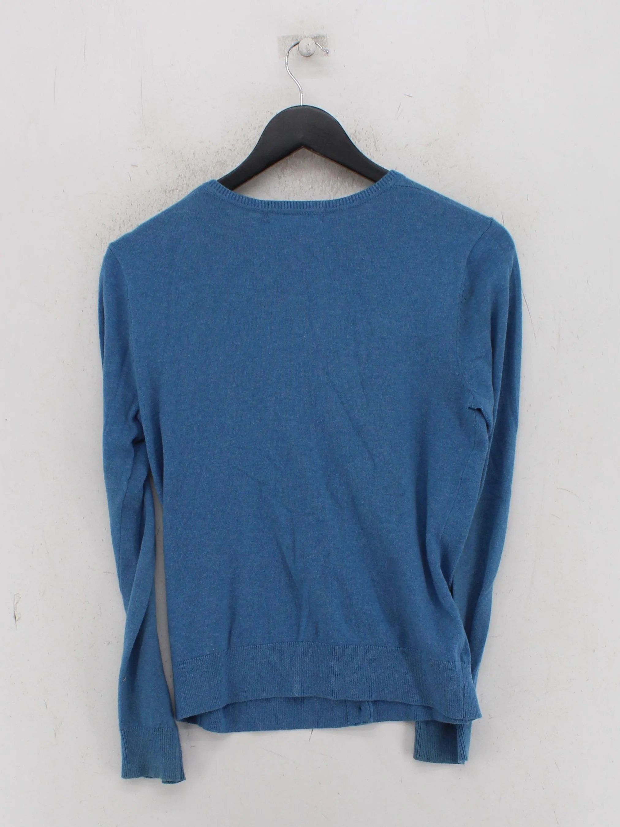 John Lewis Women's Cardigan UK 10 Blue Cotton with Nylon Round Neck Cardigan - Image 2
