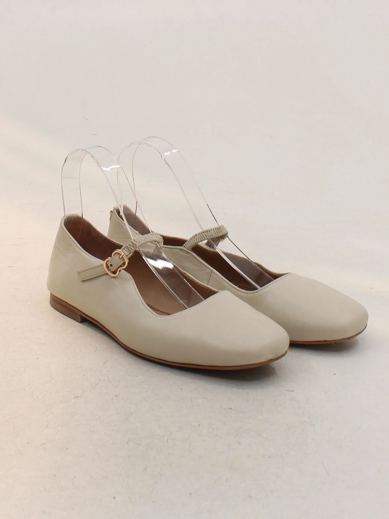 John Lewis Women's Flat Shoes UK 4 Cream 100% Leather Mary Jane - Image 4