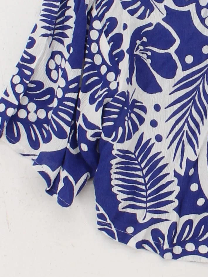 John Lewis Women's Shirt S Blue 100% Viscose Short Sleeve Collared Basic - Image 4