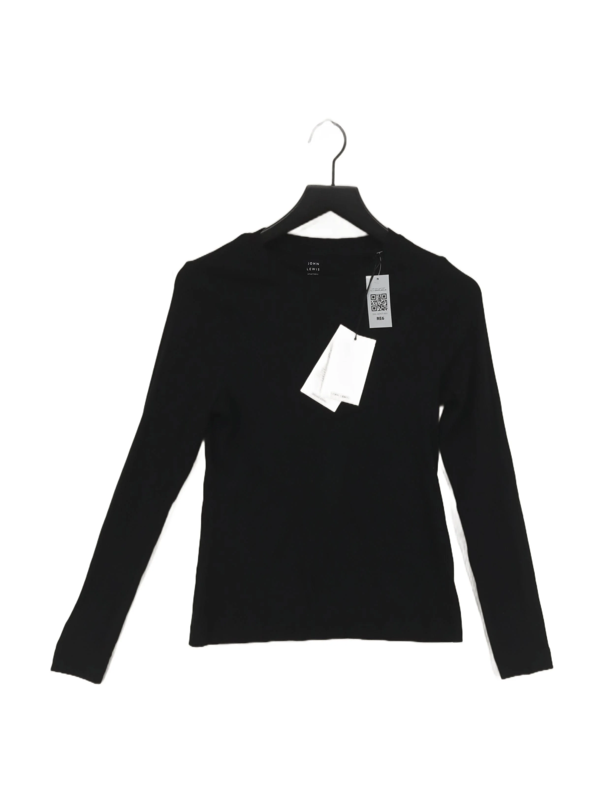 John Lewis Women's T-Shirt UK 8 Black 100% Cotton Short Sleeve Round Neck Basic