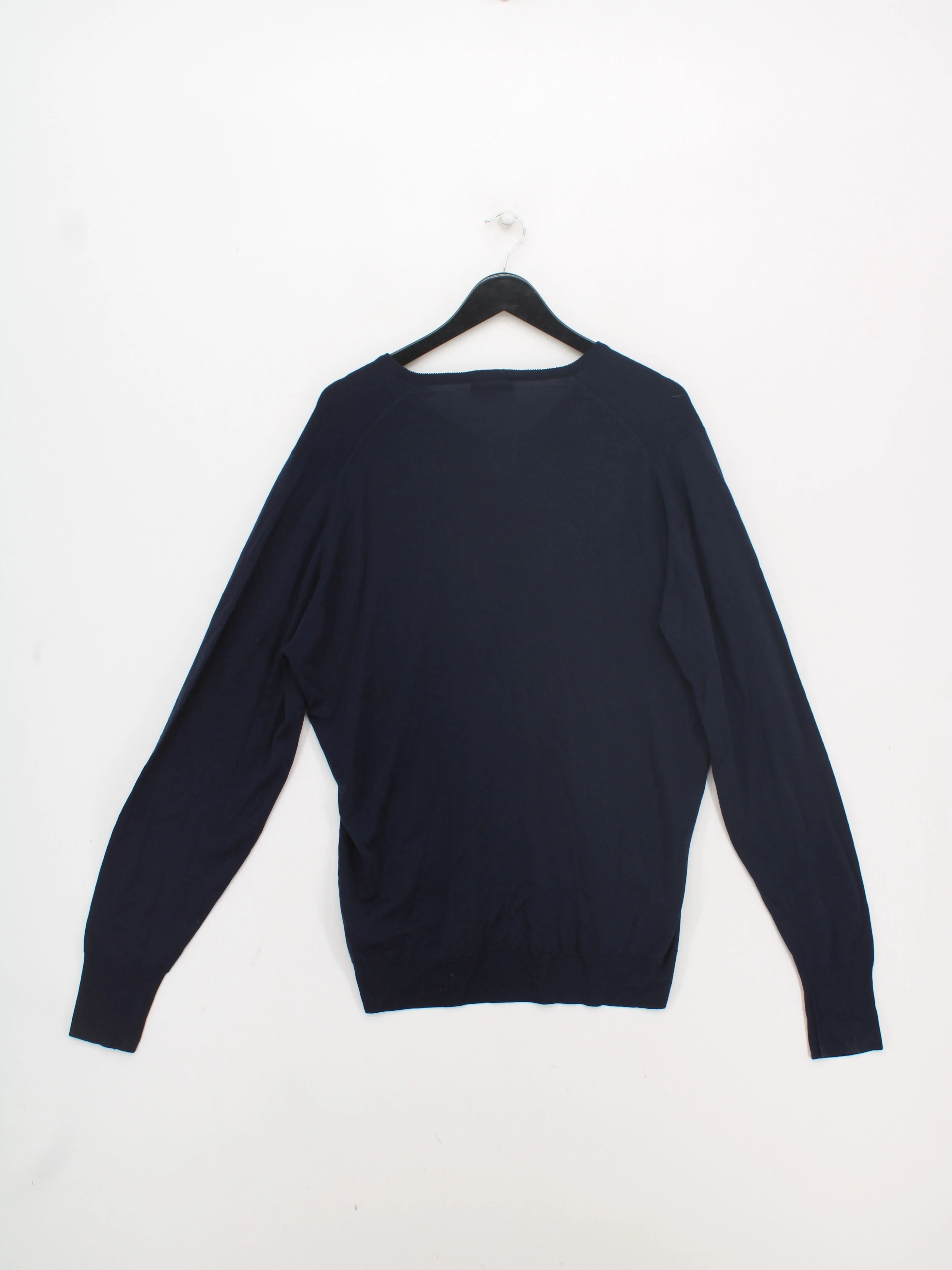 John Smedley Men's Jumper XXL Blue 100% Wool V-Neck Pullover - Image 2