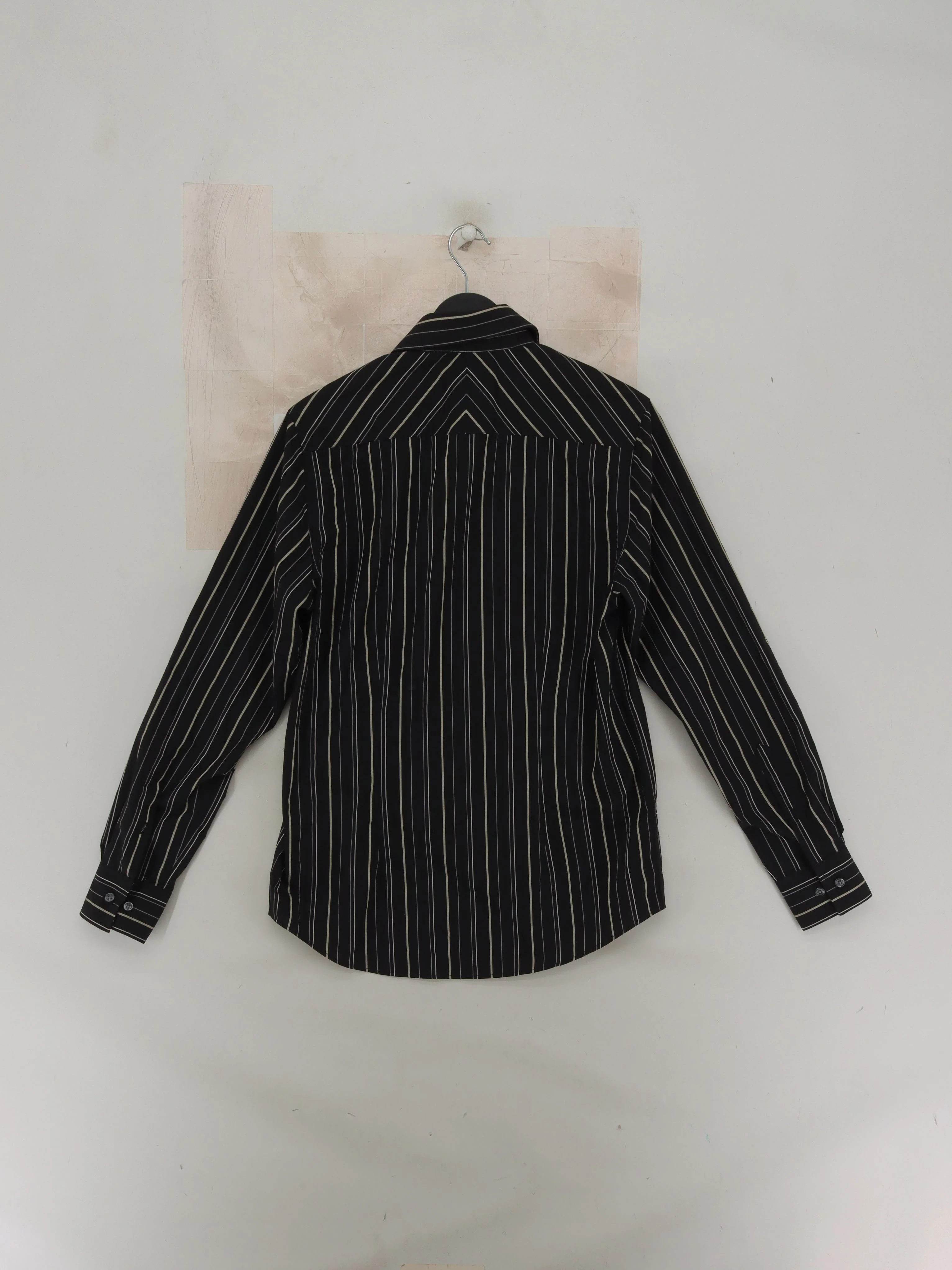 John Smedley Men's Shirt S Black Striped Polyester with Cotton Basic - Image 2