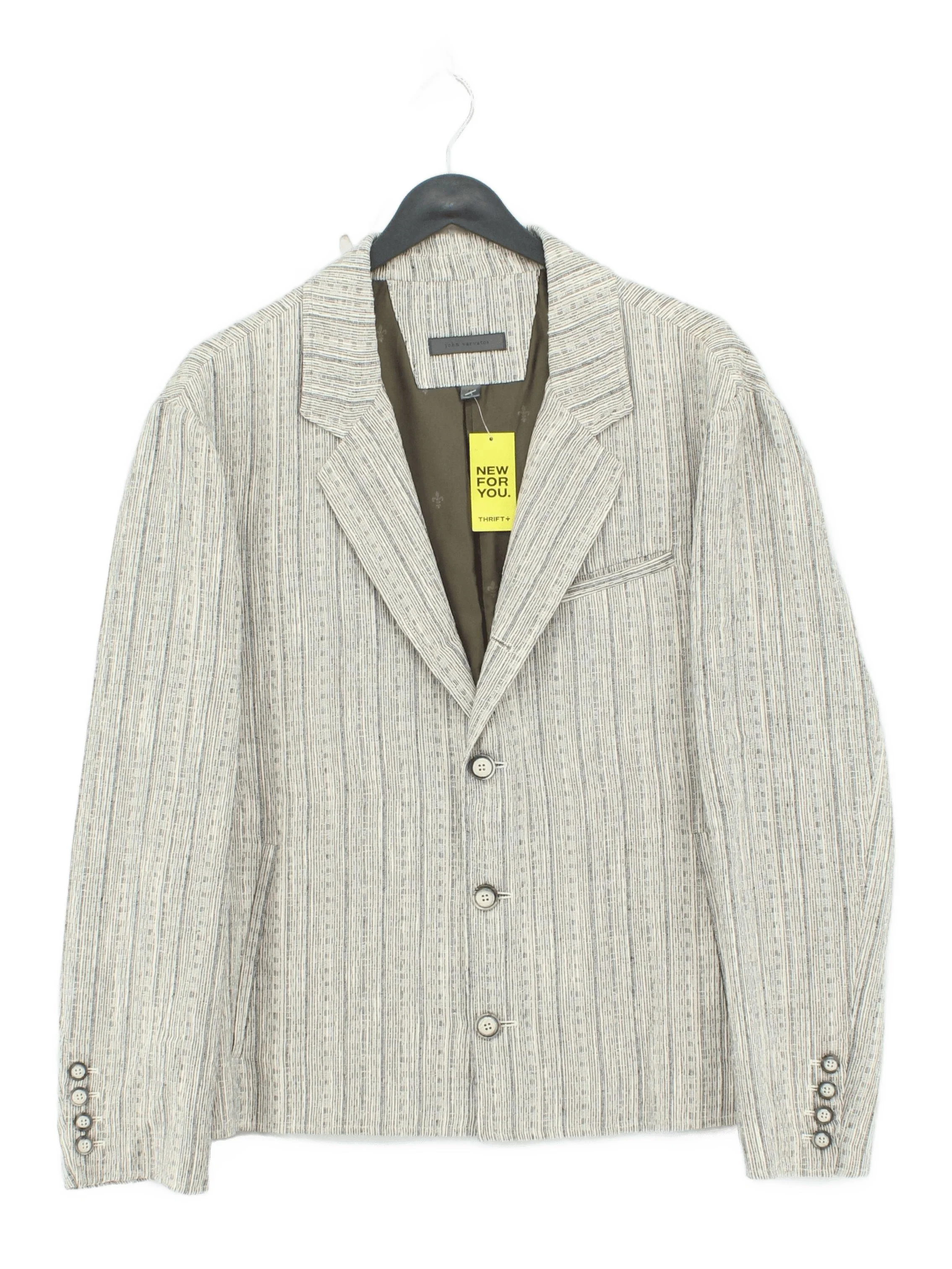 John Varvatos Men's Blazer Chest: 42 in Grey Cotton with Wool, Other Overcoat