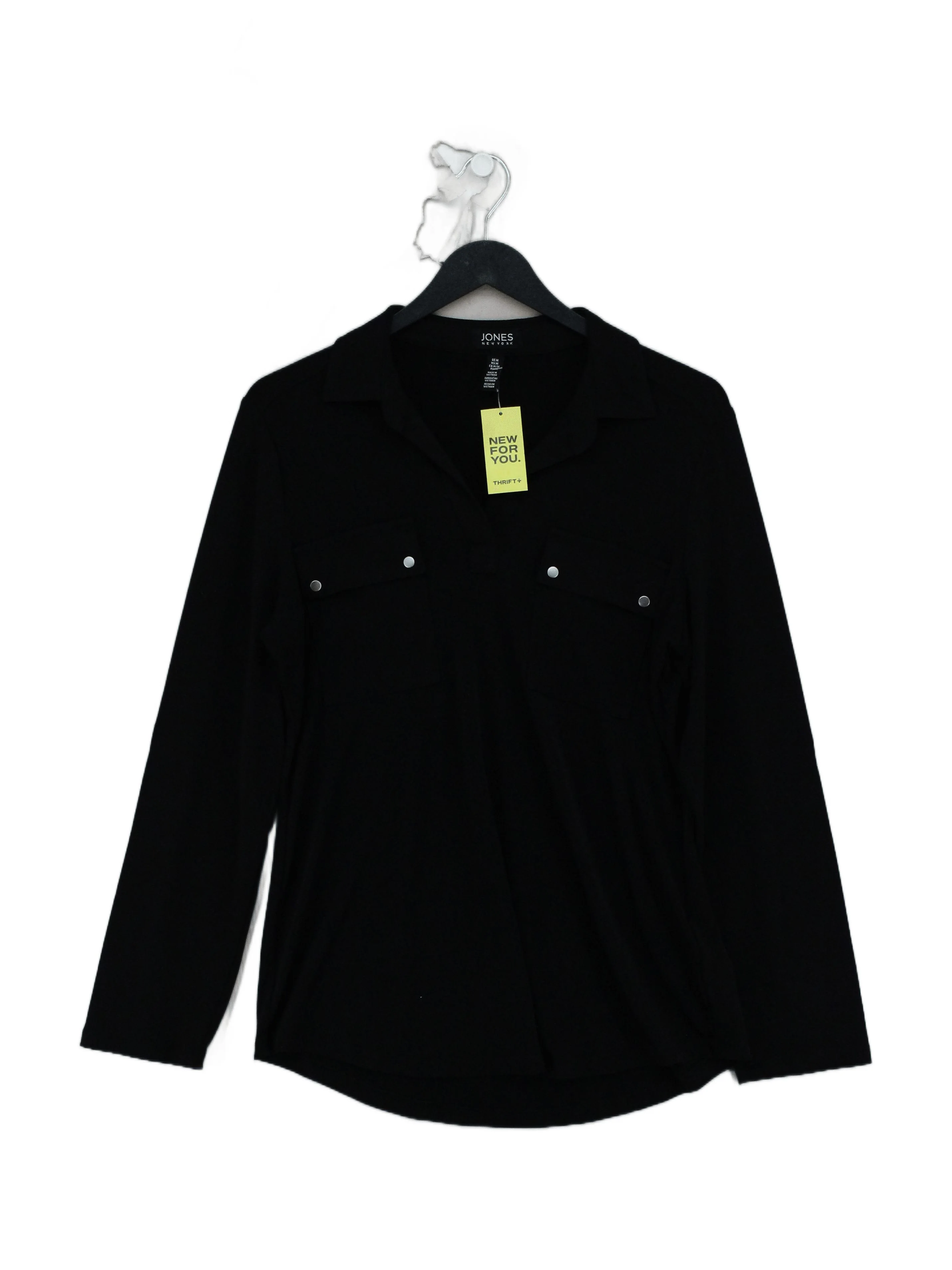 Jones New York Women's Shirt M Black Polyester with Elastane Basic