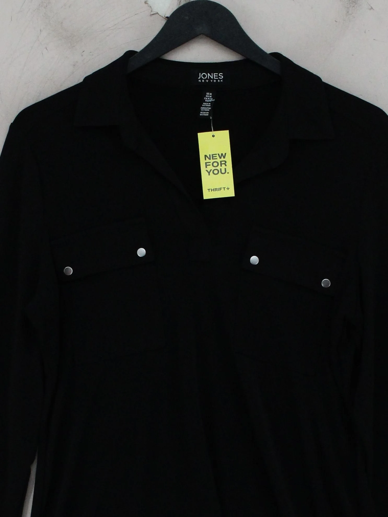 Jones New York Women's Shirt M Black Polyester with Elastane Basic - Image 3