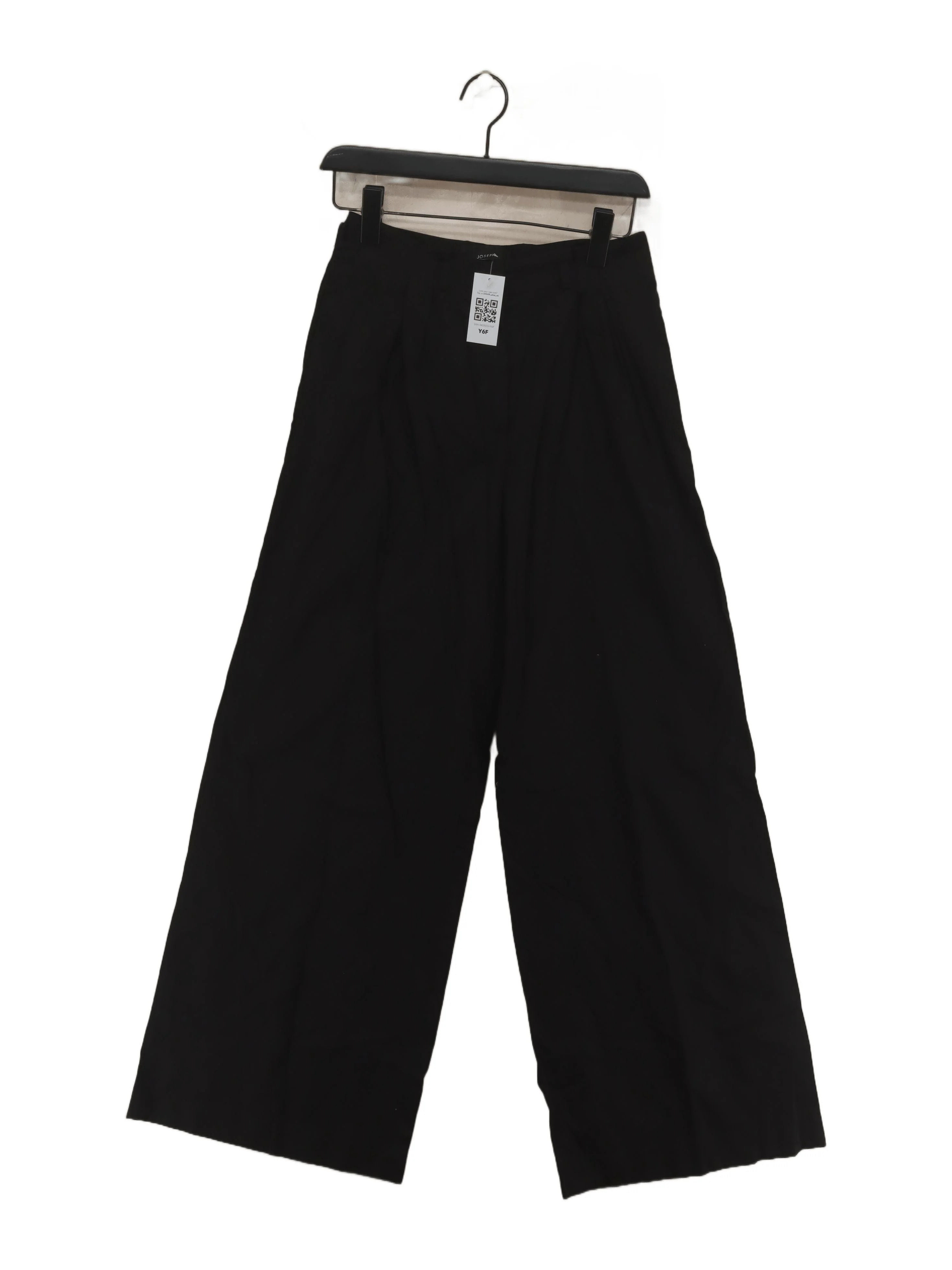 Joseph Women's Trousers UK 8 Black Cotton with Viscose Wide-Leg Chino
