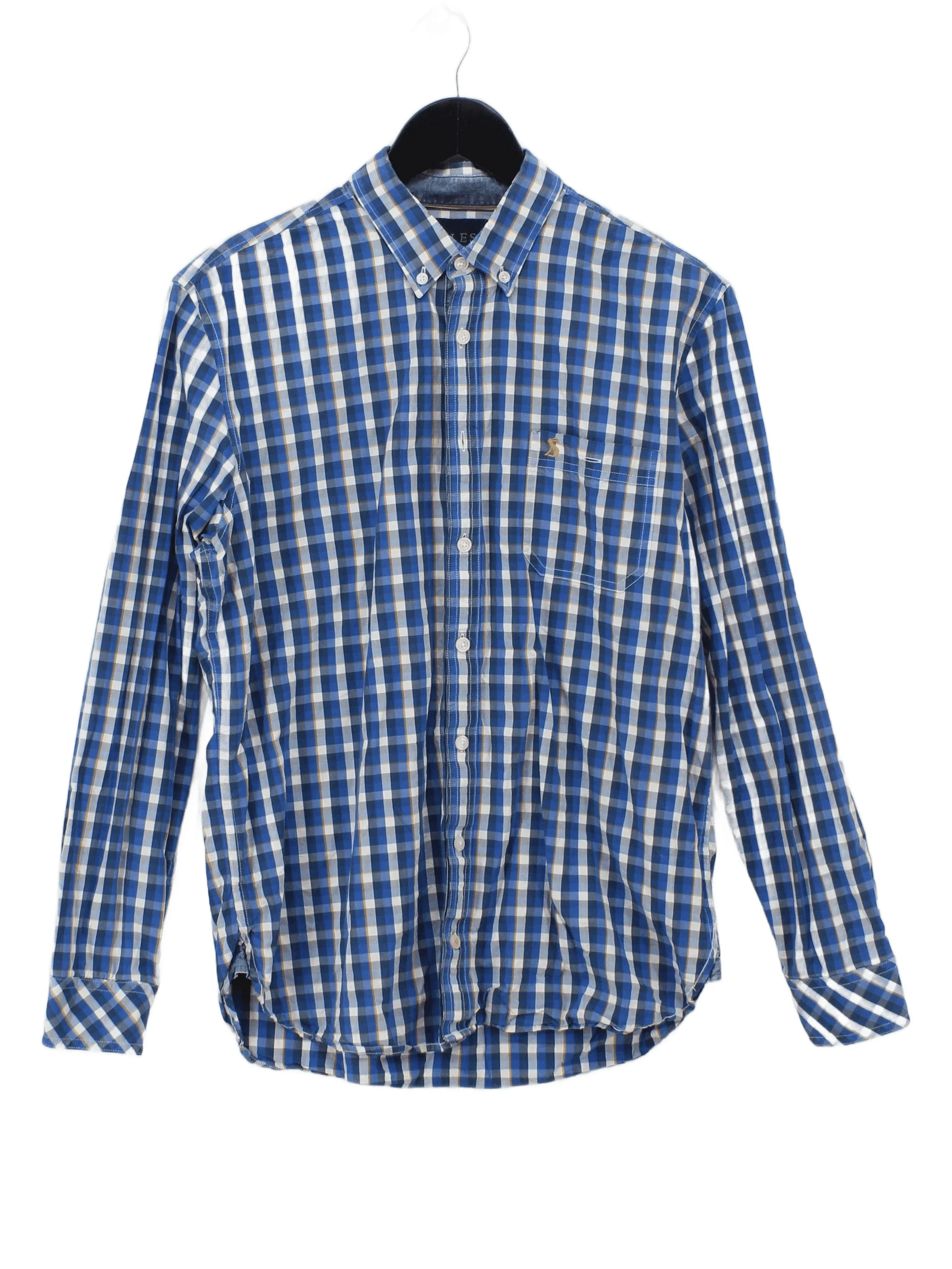 Joules Men's Shirt M Blue Checkered 100% Cotton Basic