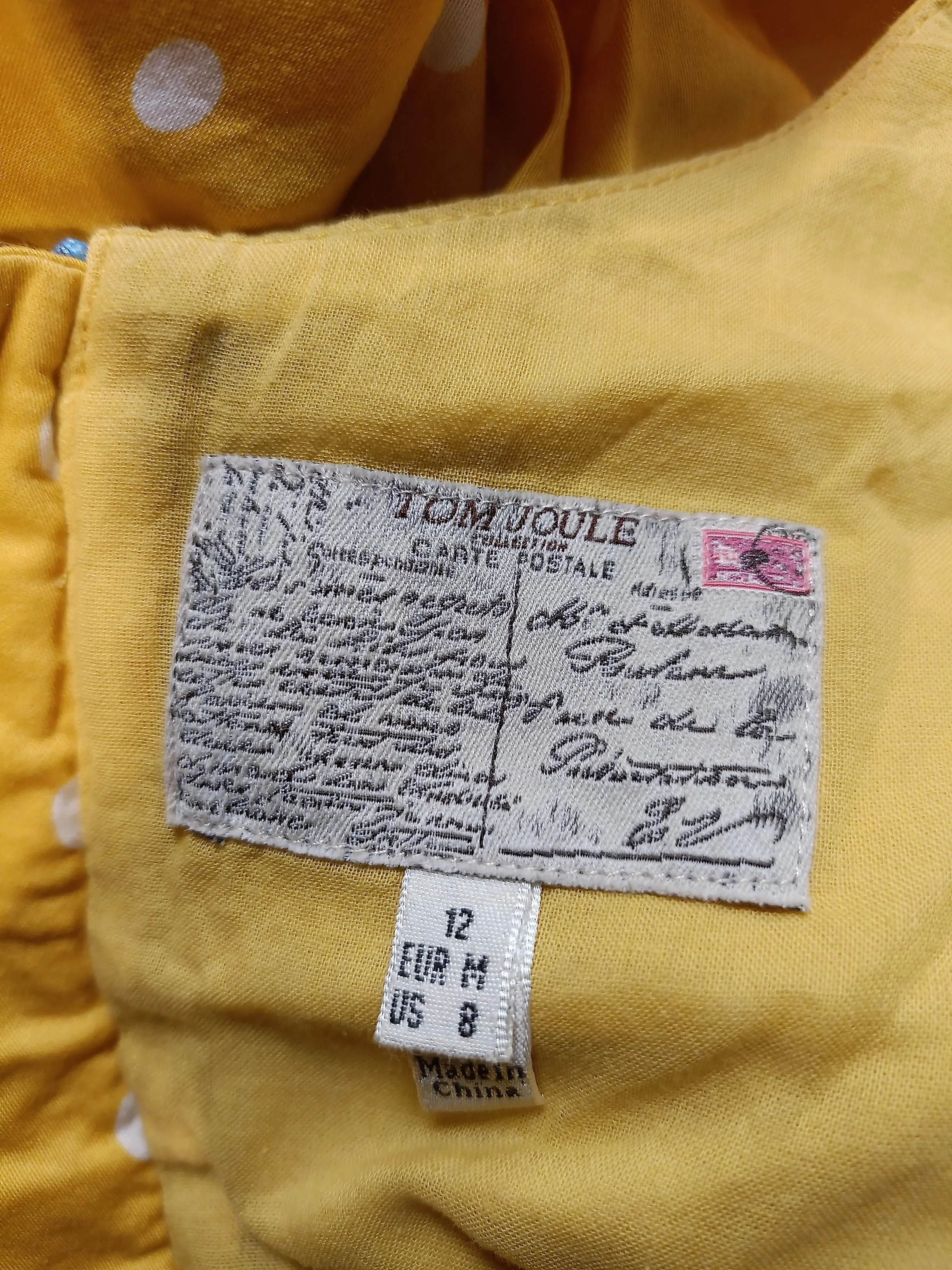 Joules Skater Mini Dress UK12 in Yellow - Image 5