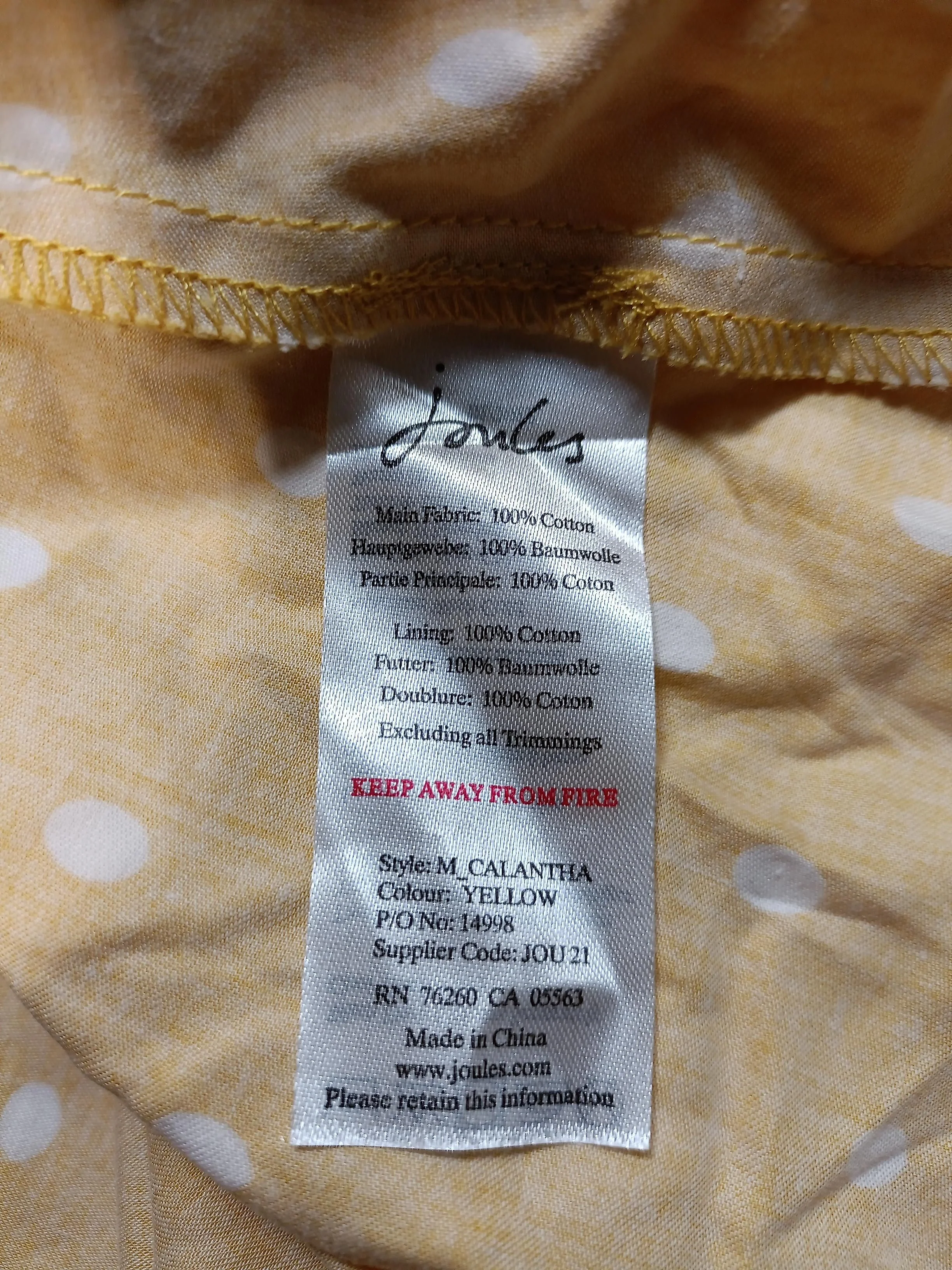 Joules Skater Mini Dress UK12 in Yellow - Image 6