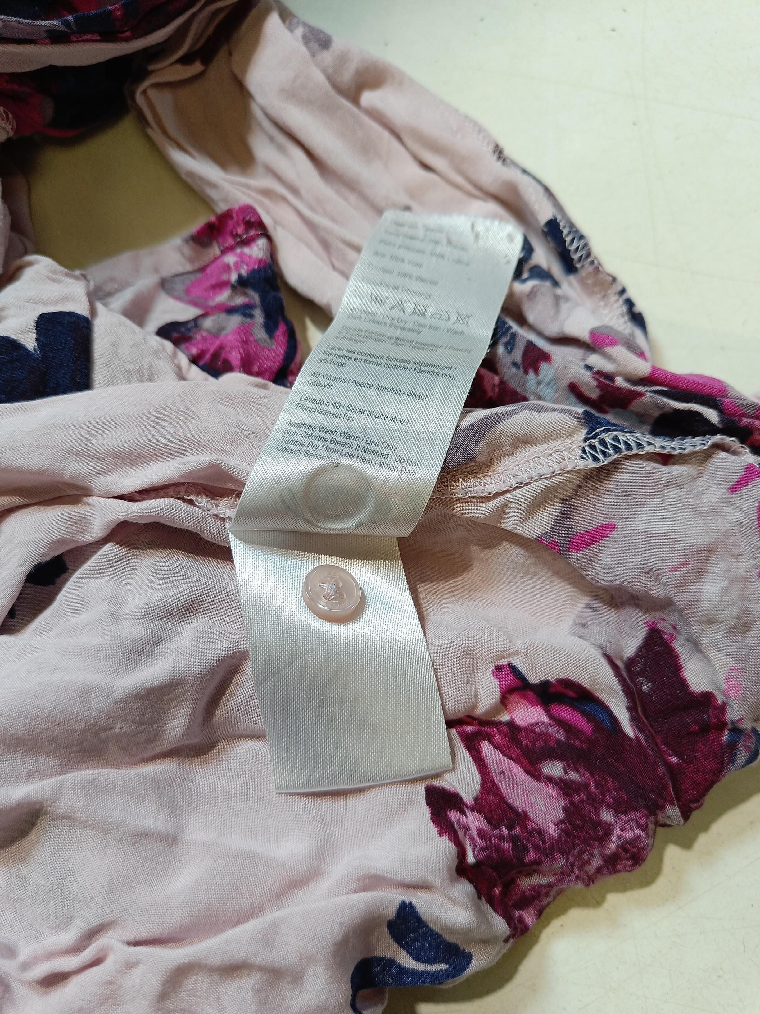Joules Women's Blouse UK 16 Pink Floral 100% Viscose Long Sleeve V-Neck Basic - Image 6
