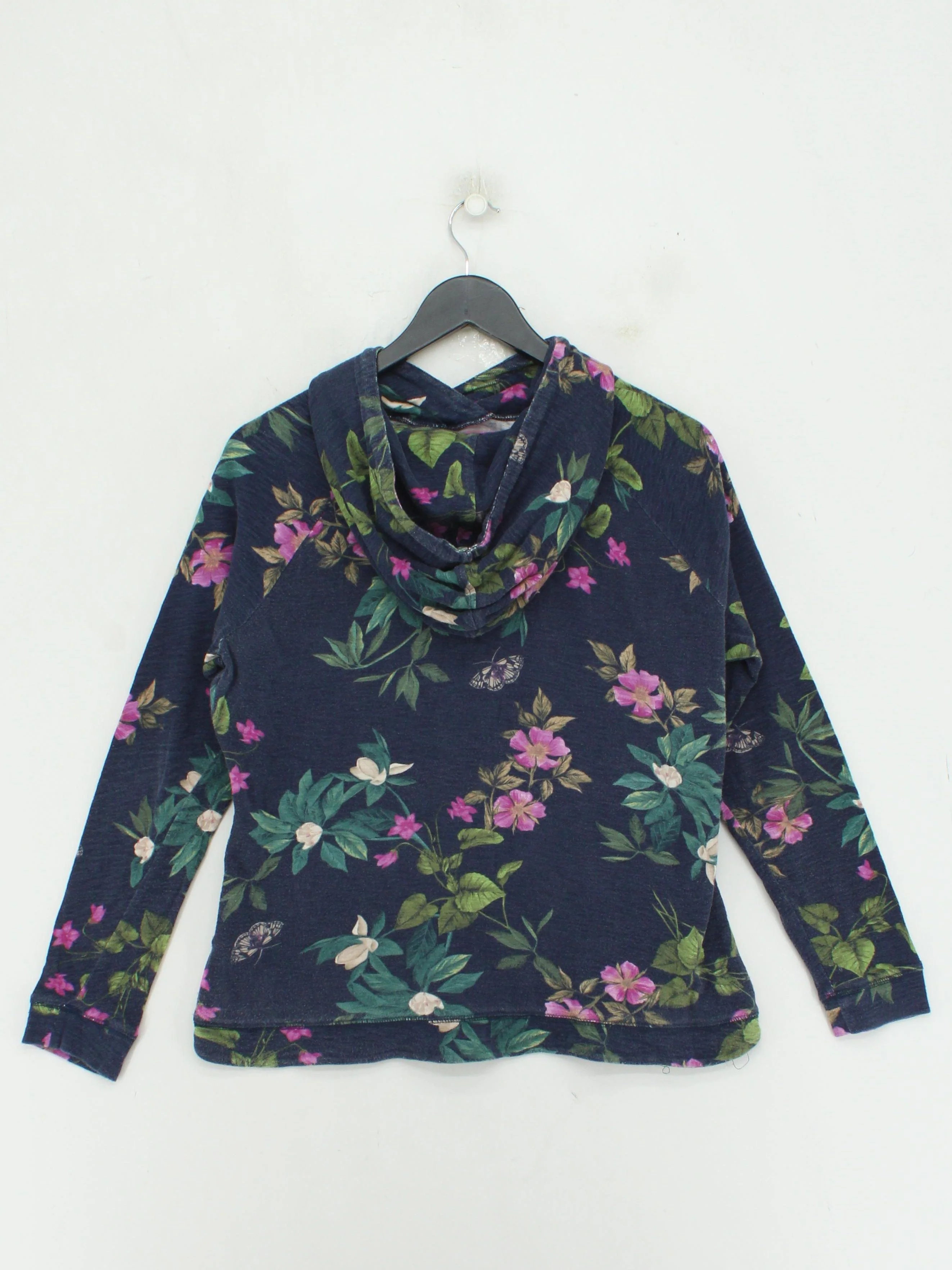 Joules Women's Hoodie UK 16 Blue Floral 100% Cotton Pullover - Image 2