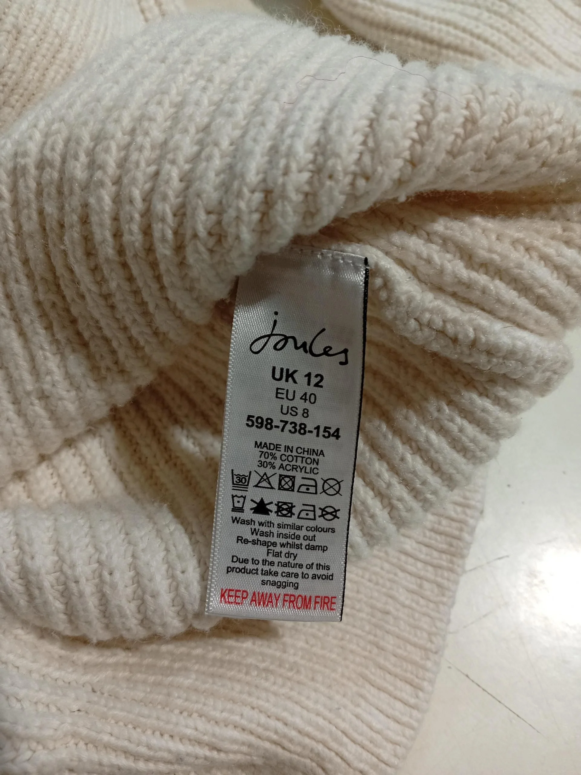 Joules Women's Jumper UK 12 White 100% Other V-Neck Pullover - Image 6