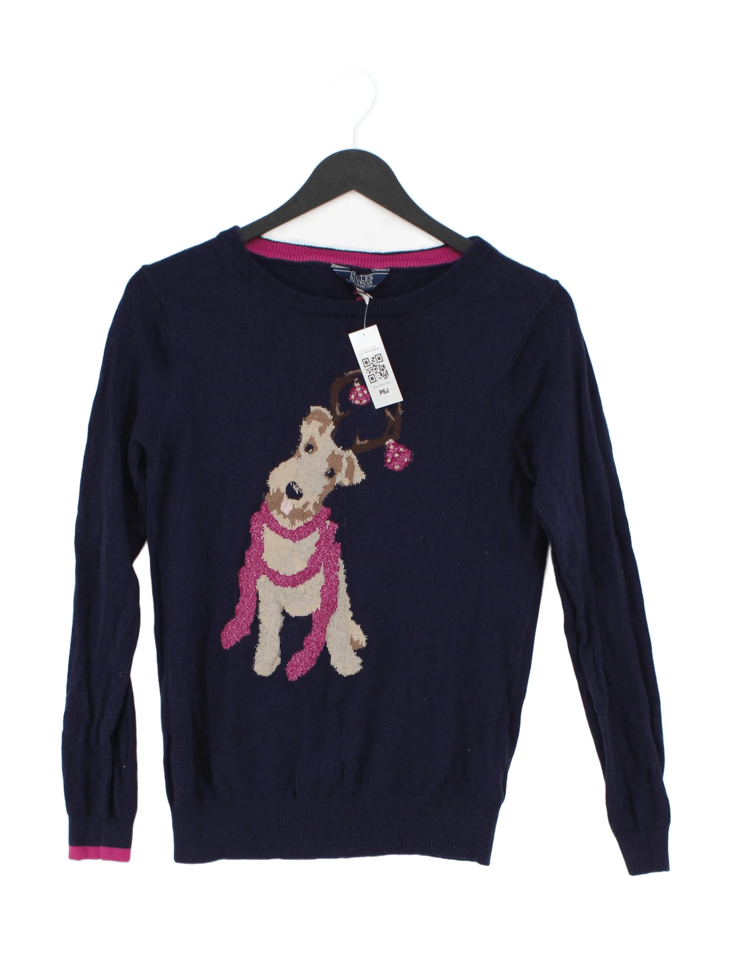 Joules Women's Jumper UK 8 Blue Cotton with Polyamide, Viscose Pullover