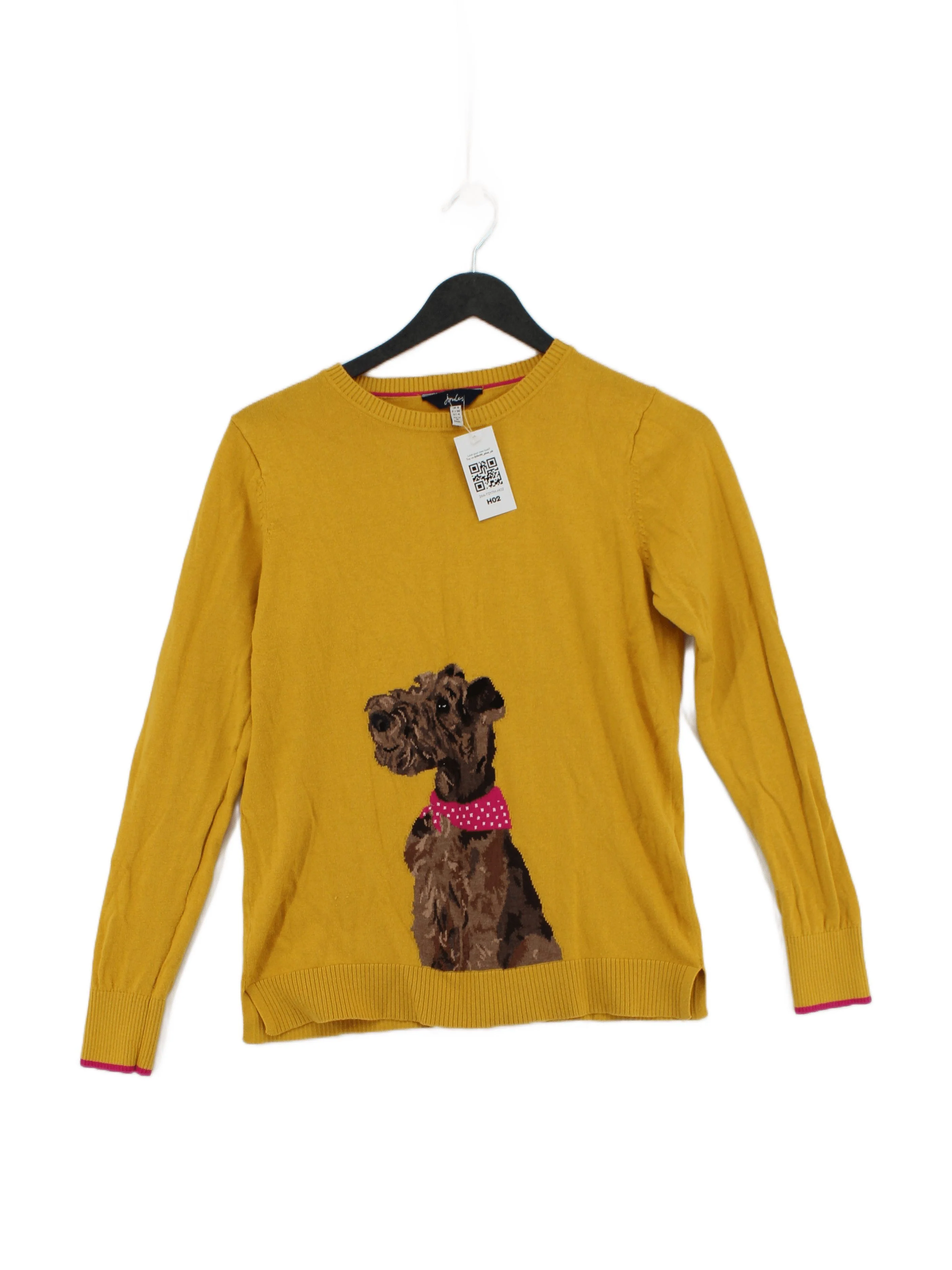 Joules Women's Jumper UK 8 Yellow Cotton with Viscose, Polyester Pullover