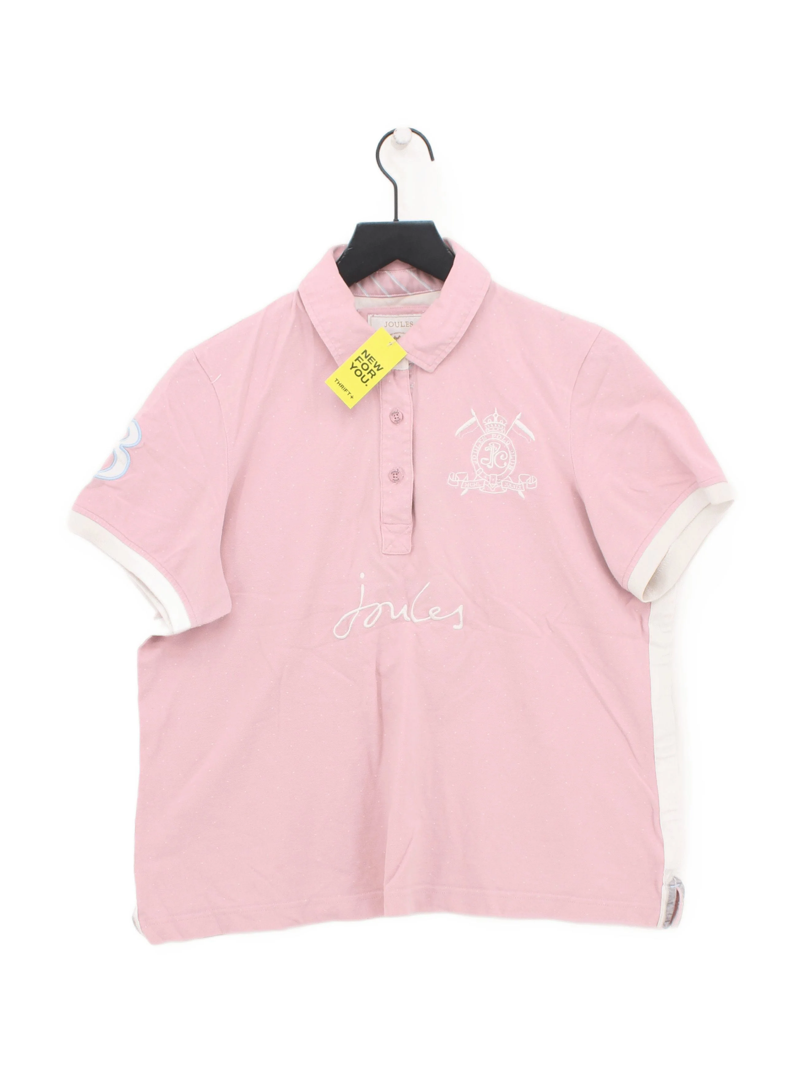 Joules Women's Polo UK 16 Pink 100% Cotton Short Sleeve Collared Basic