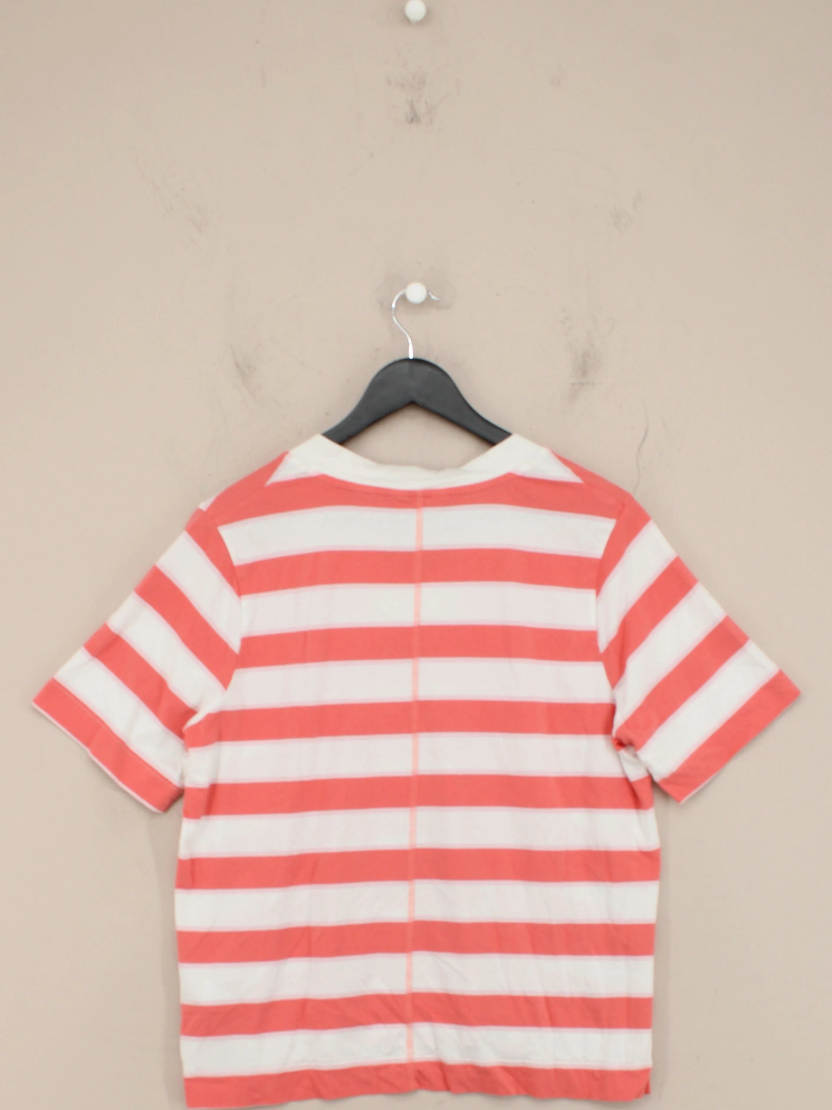 Joules Women's T-Shirt UK 16 Pink Striped 100% Cotton Short Sleeve V-Neck Basic - Image 2