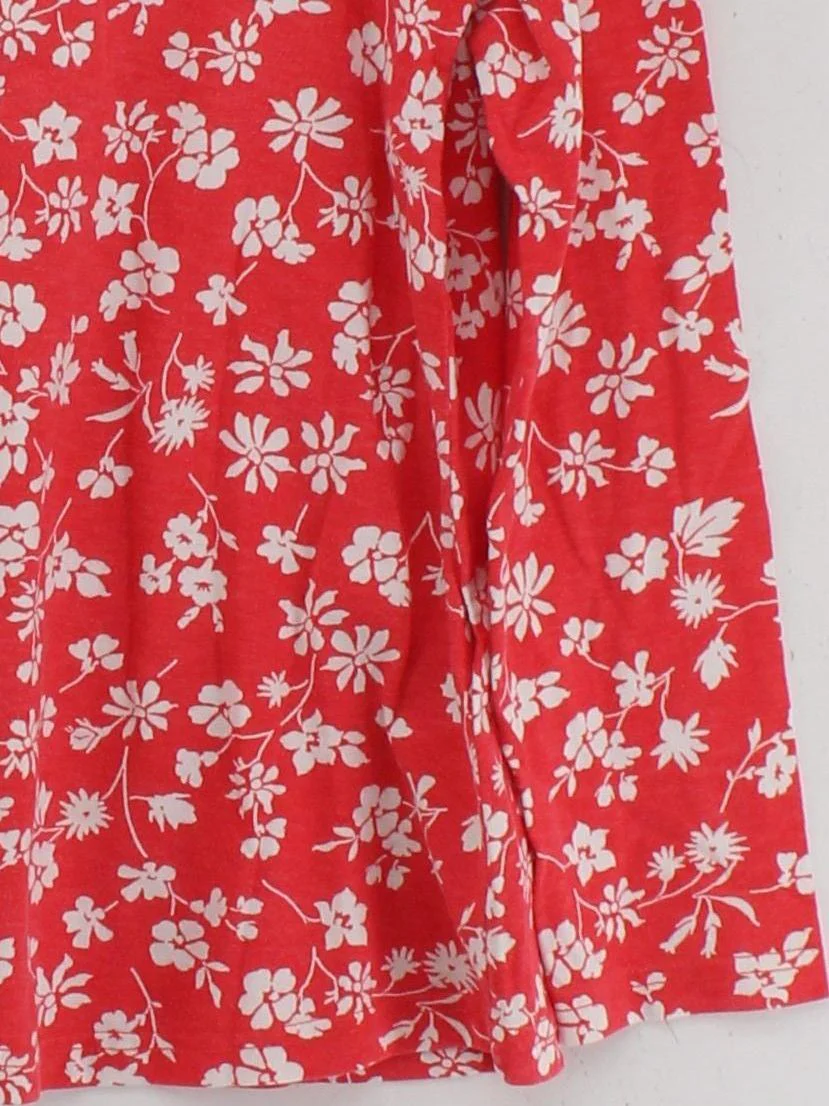 Joules Women's Top UK 10 Red Floral 100% Cotton Long Sleeve Round Neck Basic - Image 4