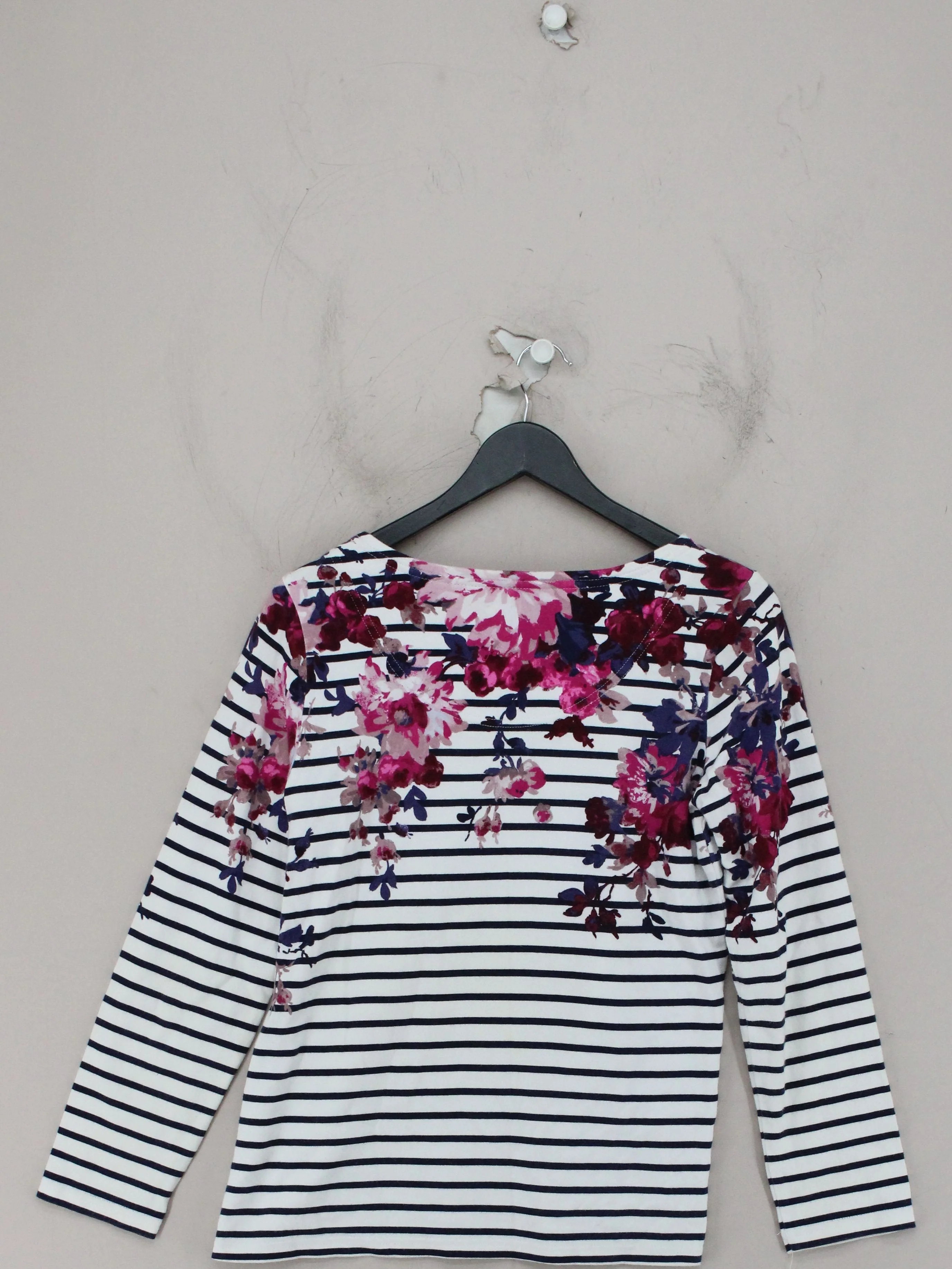 Joules Women's Top UK 10 White Striped 100% Cotton Long Sleeve Round Neck Jersey - Image 2