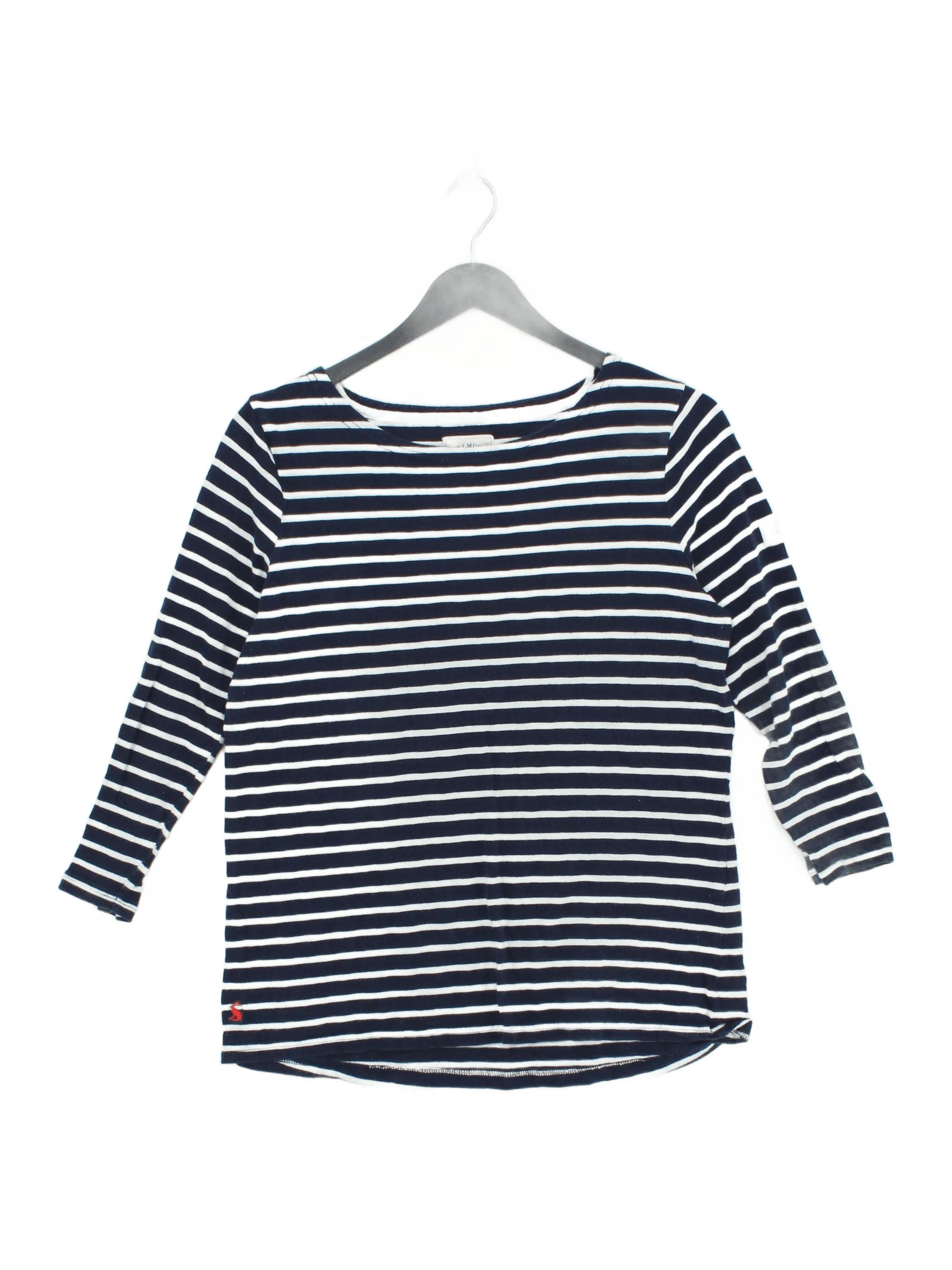 Joules Women's Top UK 12 Blue Striped 100% Cotton Long Sleeve Round Neck Jersey