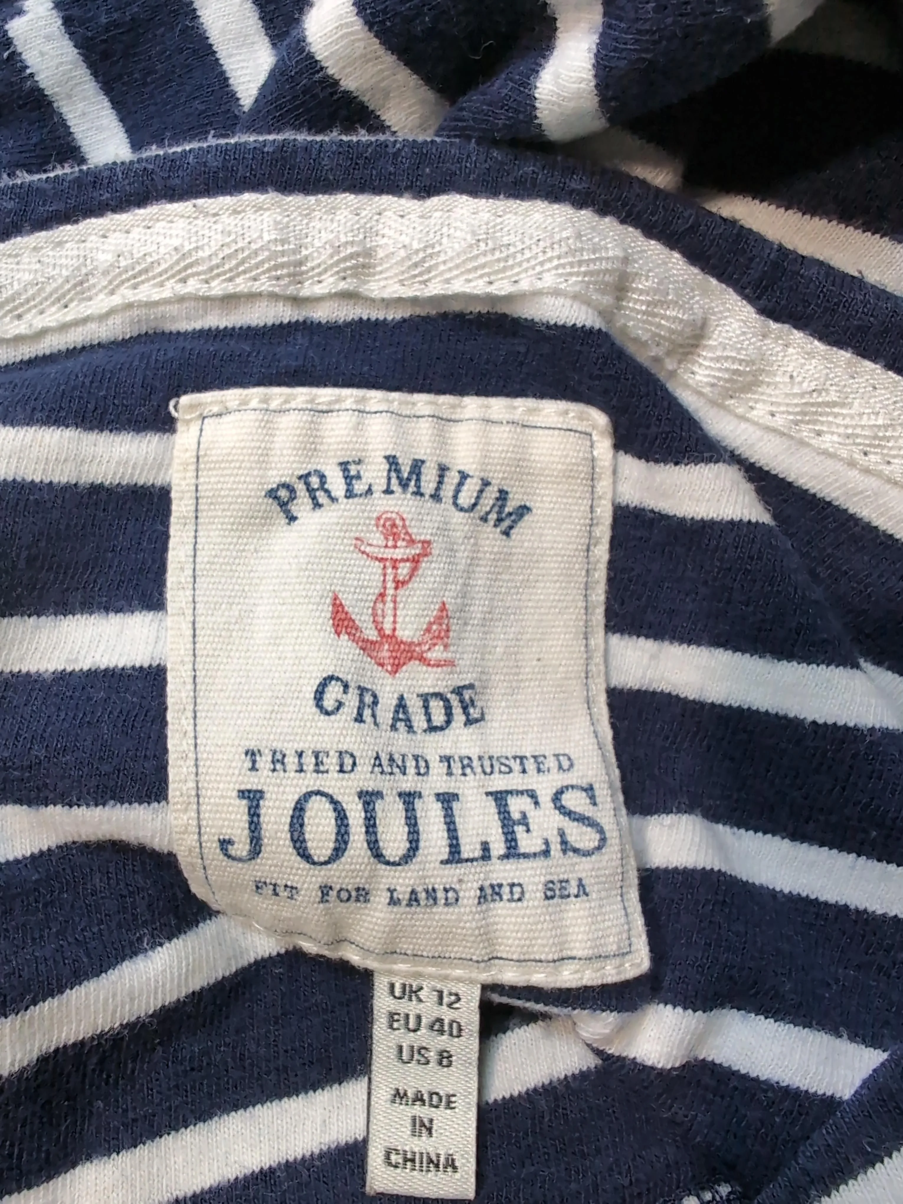 Joules Women's Top UK 12 Blue Striped 100% Cotton Long Sleeve Round Neck Jersey - Image 6