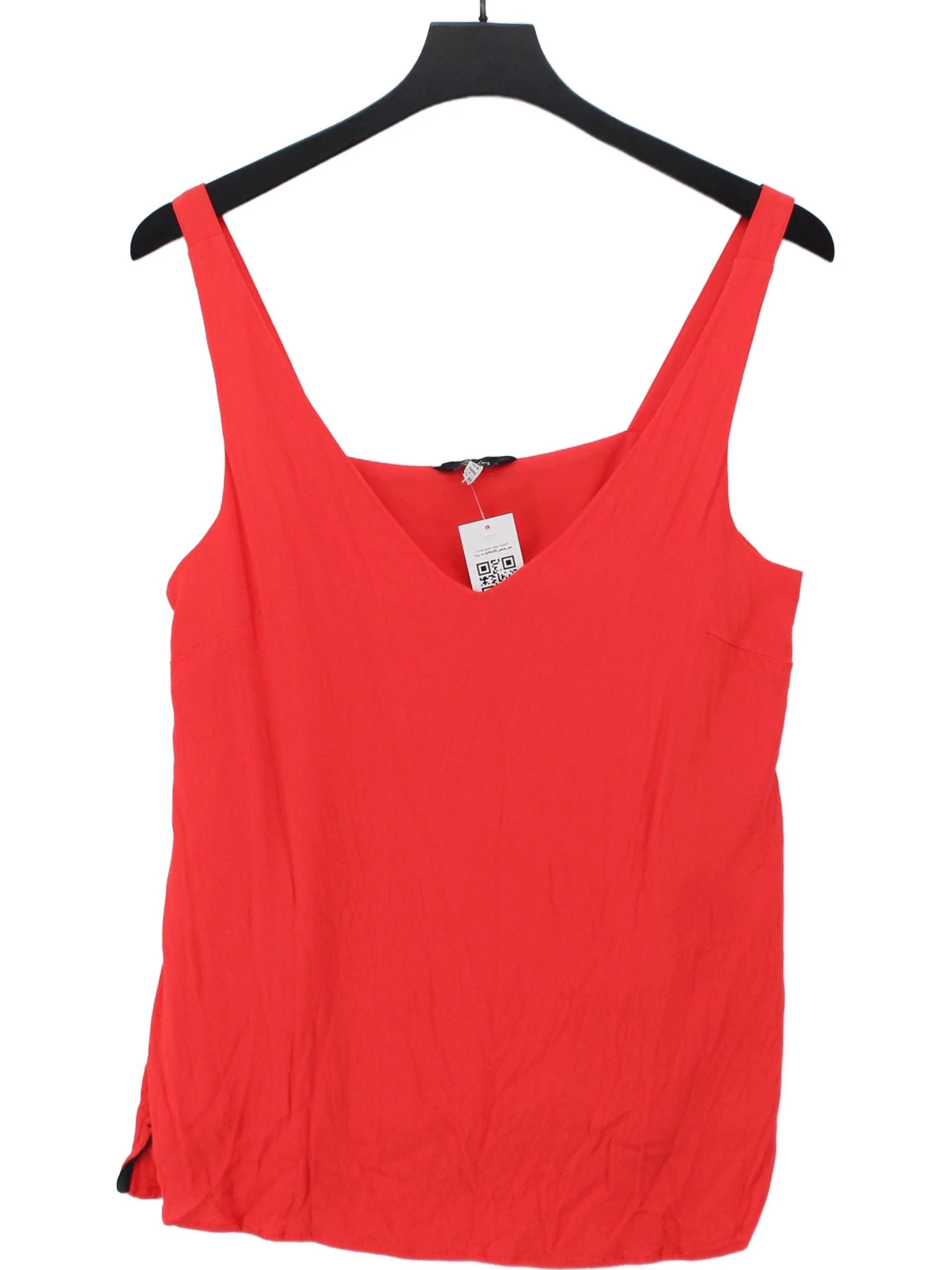 Joules Women's Top UK 12 Red Viscose with Polyester Sleeveless V-Neck Basic
