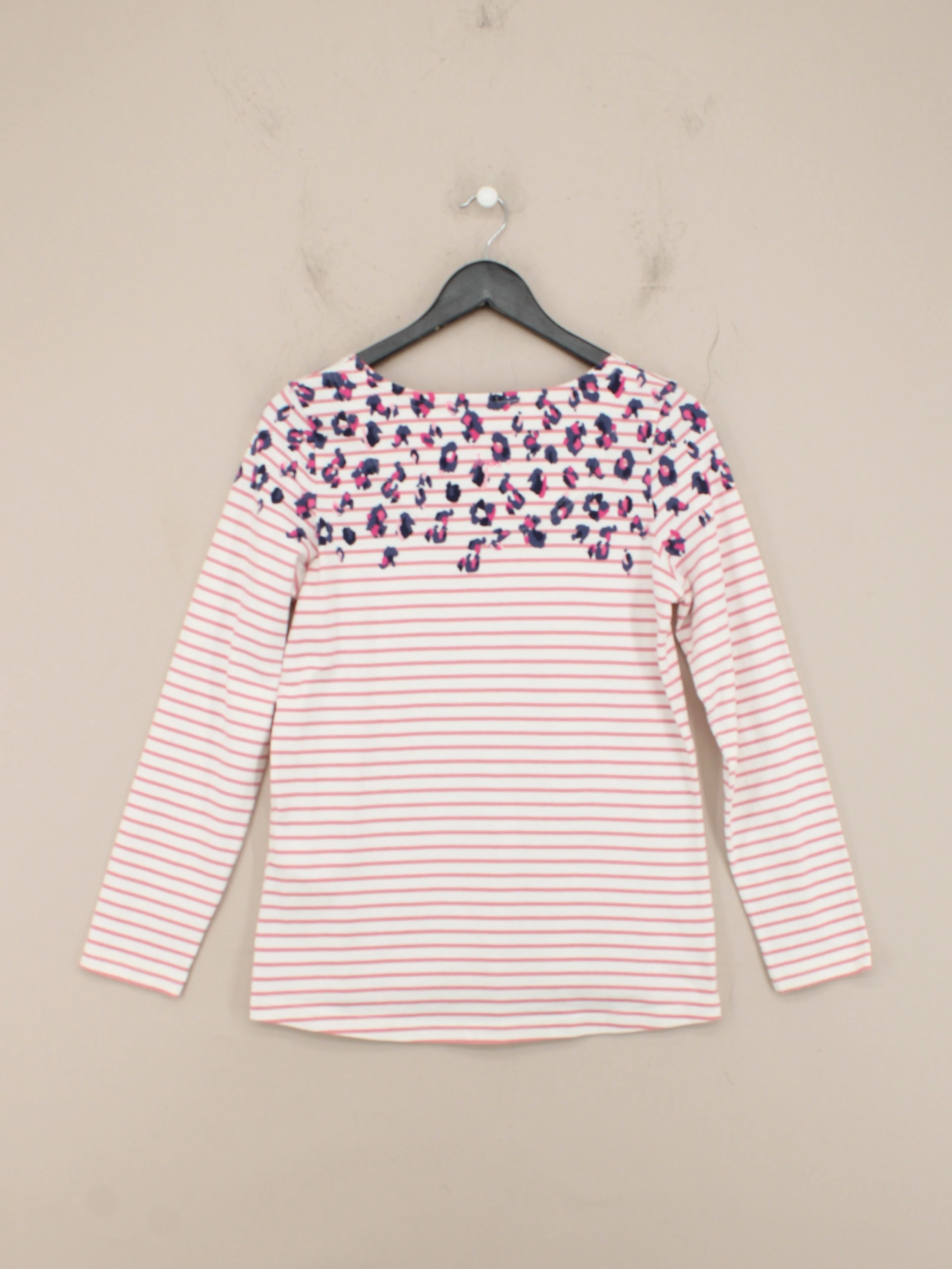 Joules Women's Top UK 12 White Striped 100% Cotton Long Sleeve Round Neck Basic - Image 2