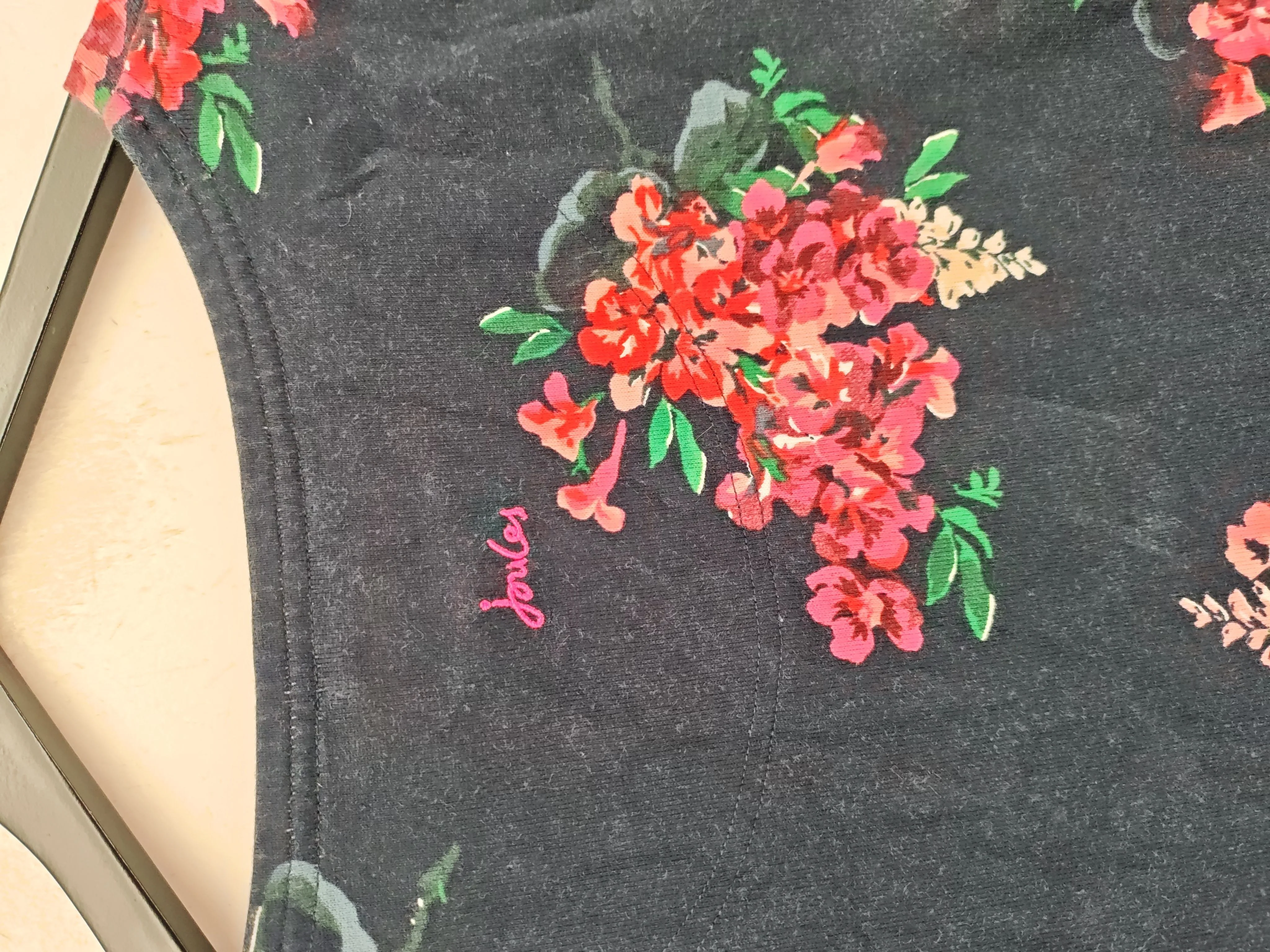 Joules Women's Top UK 14 Blue Floral 100% Cotton Long Sleeve Round Neck Basic - Image 5