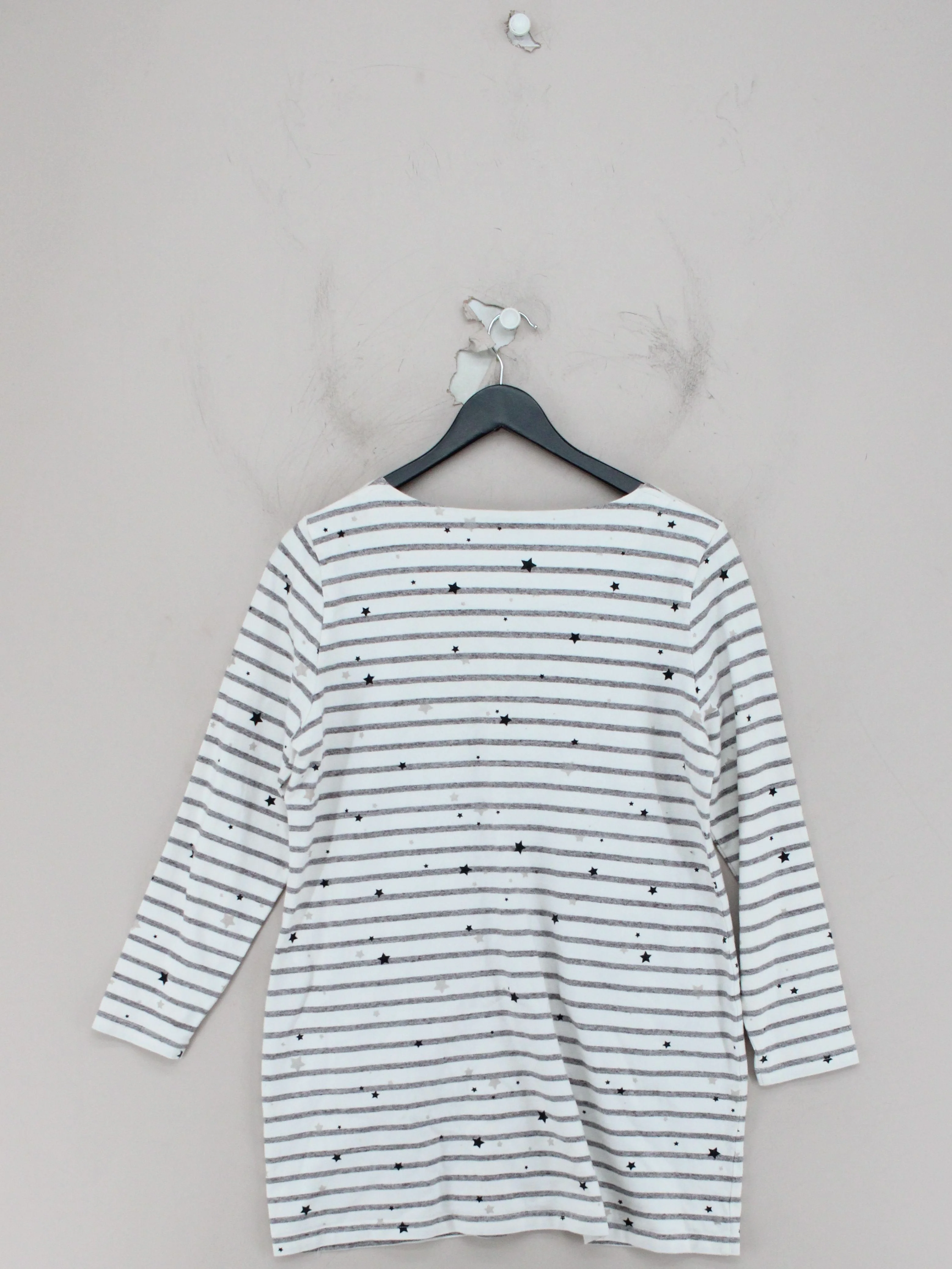 Joules Women's Top UK 16 White Striped 100% Cotton 3/4 Sleeve Round Neck Tunic - Image 2