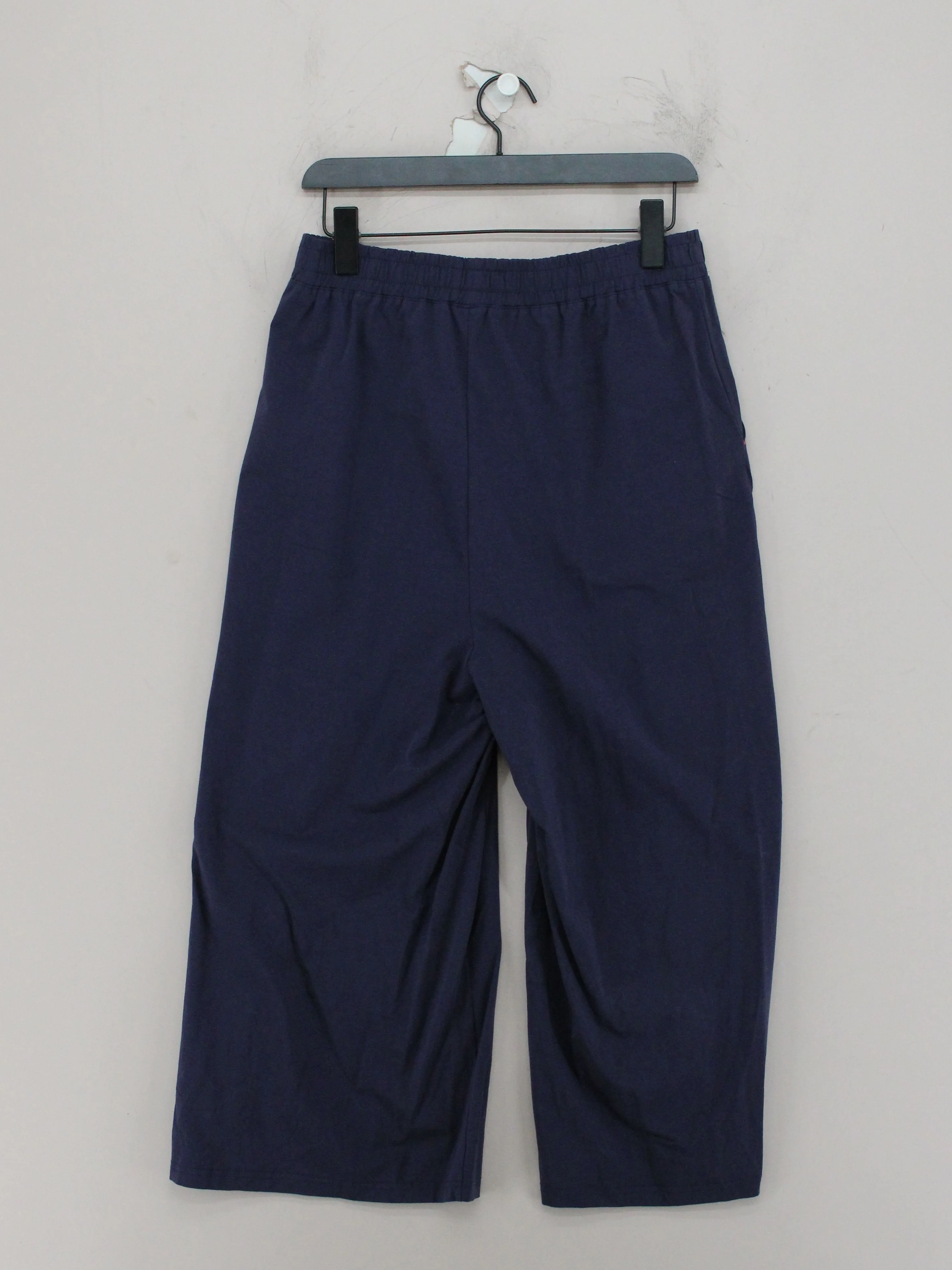 Joules Women's Trousers UK 12 Blue Cotton with Elastane Wide-Leg Cropped - Image 2