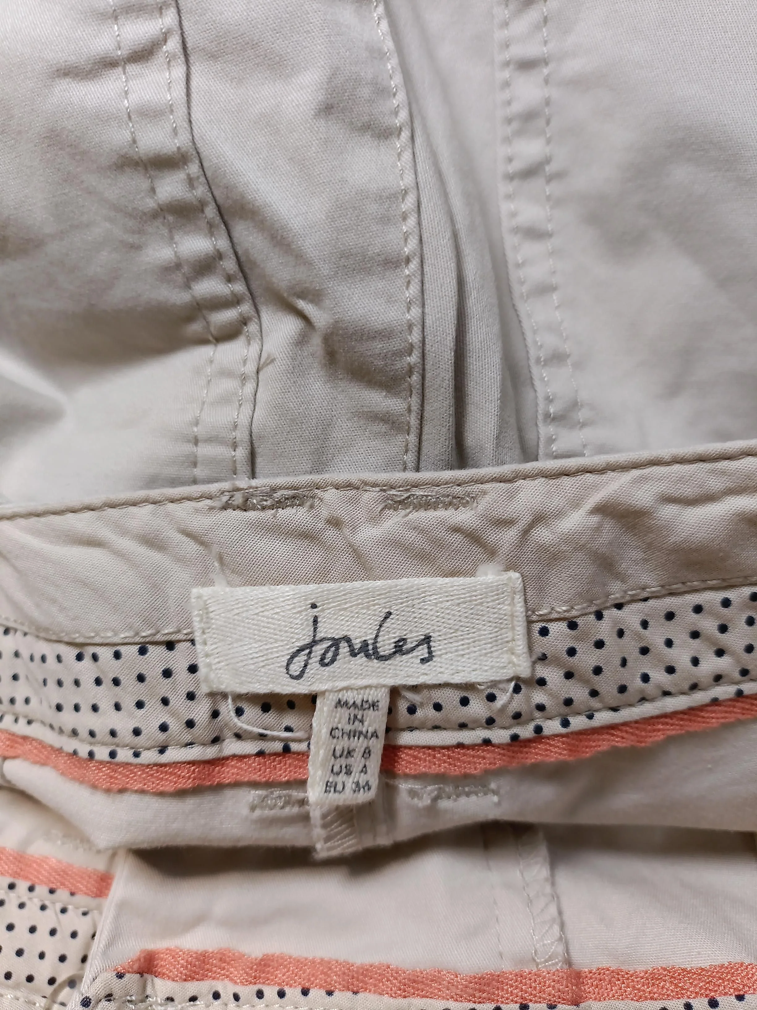 Joules Women's Trousers UK 8 Cream Cotton with Elastane Wide-Leg Cropped - Image 6