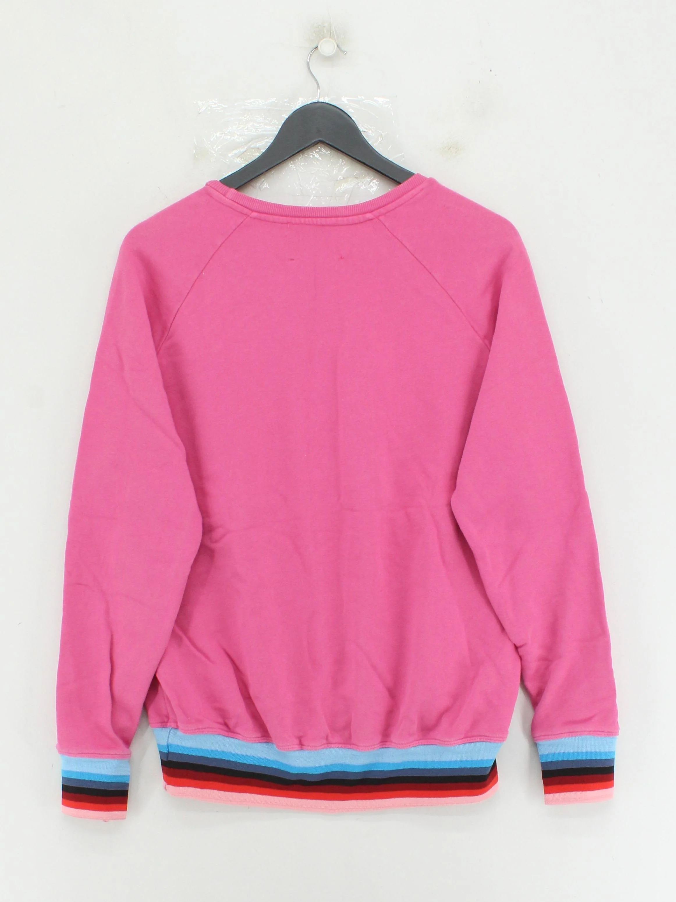 Jumper Women's Hoodie UK 10 Pink Striped 100% Cotton Pullover - Image 2