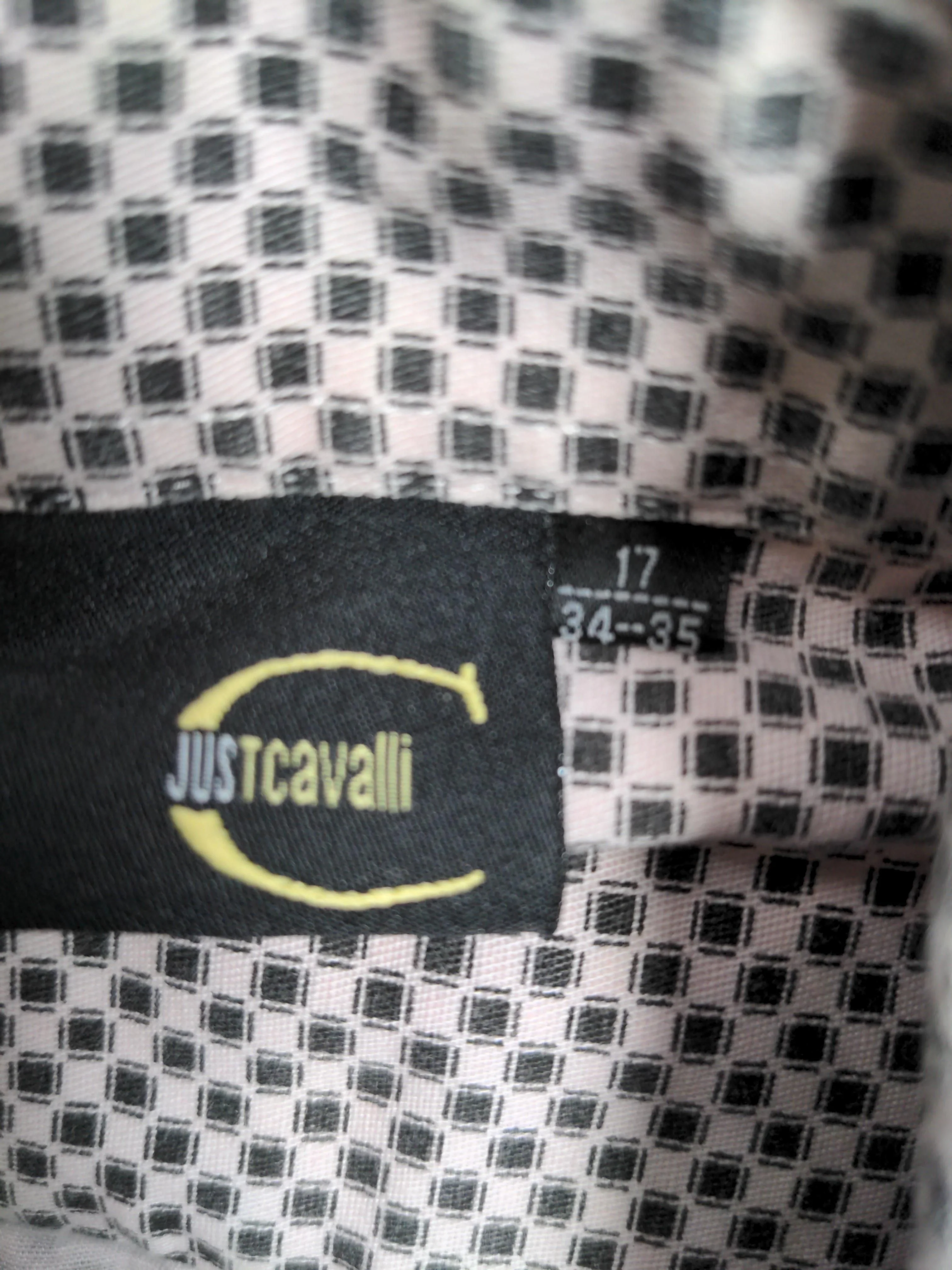 Just Cavalli Men's Shirt Chest: 17 in Tan Geometric 100% Cotton Basic - Image 5