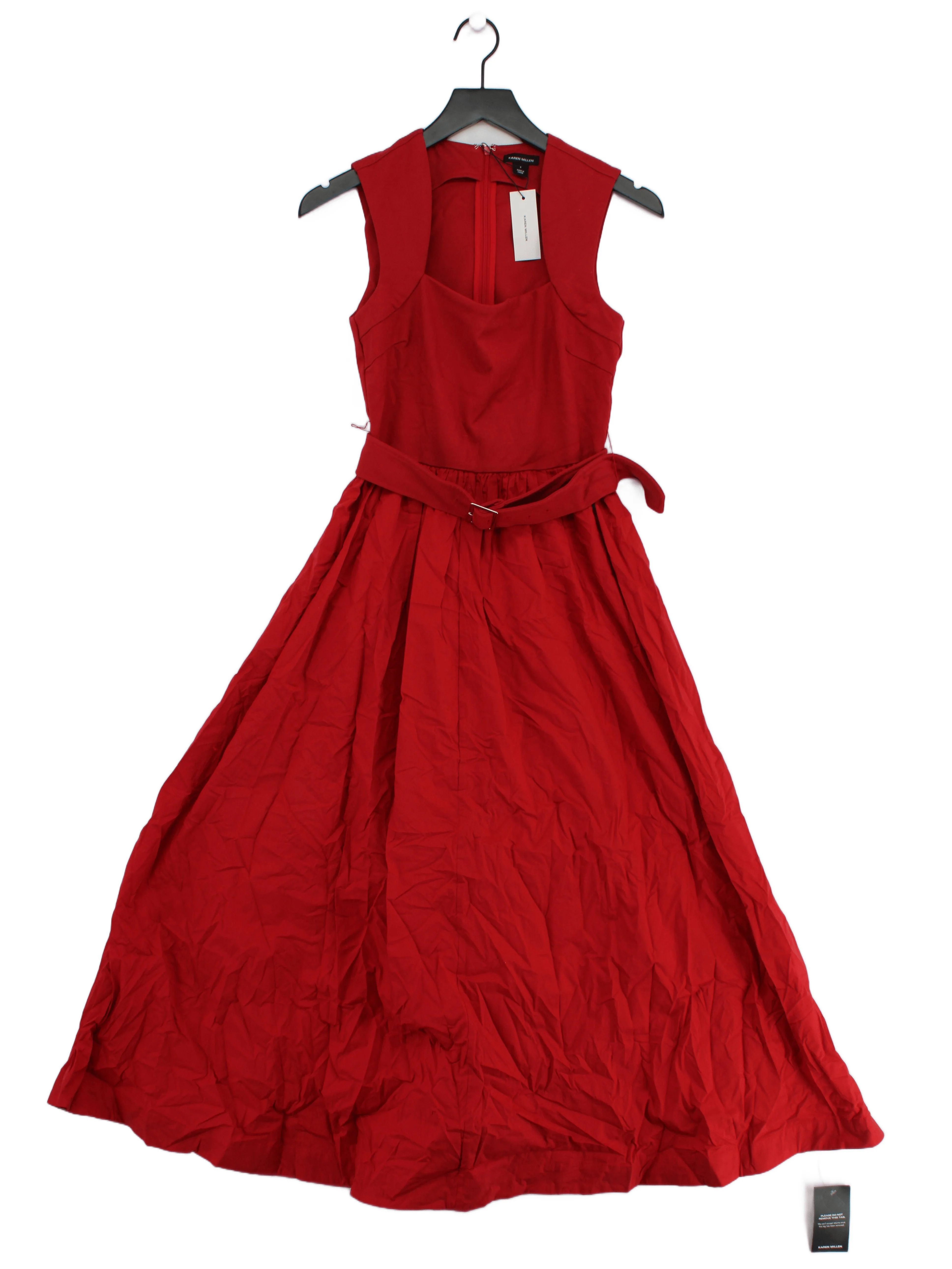 Karen Millen A-Line Midi Dress S in Red RRP £129