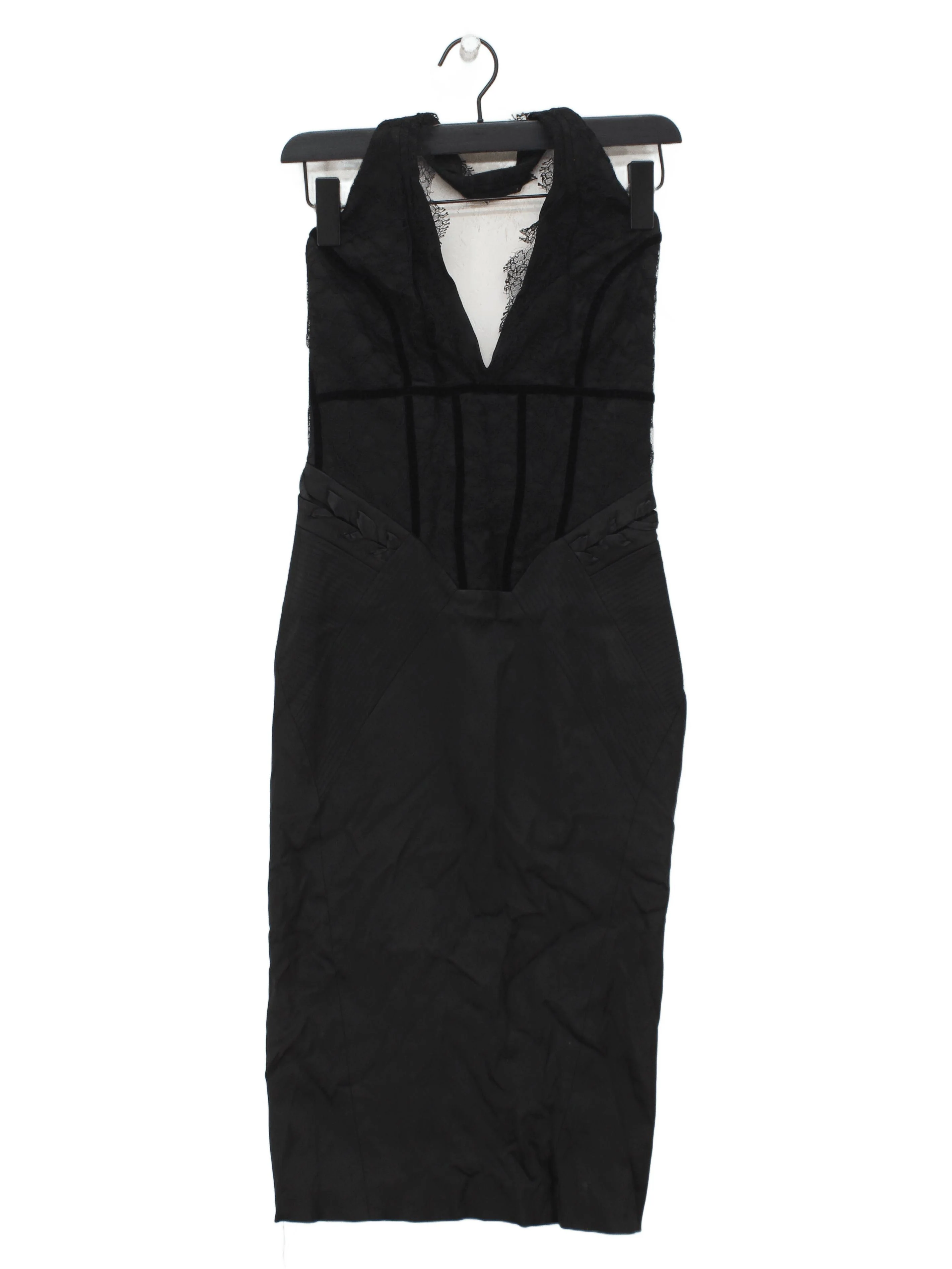 Karen Millen Bodycon Midi Dress UK10 in Black