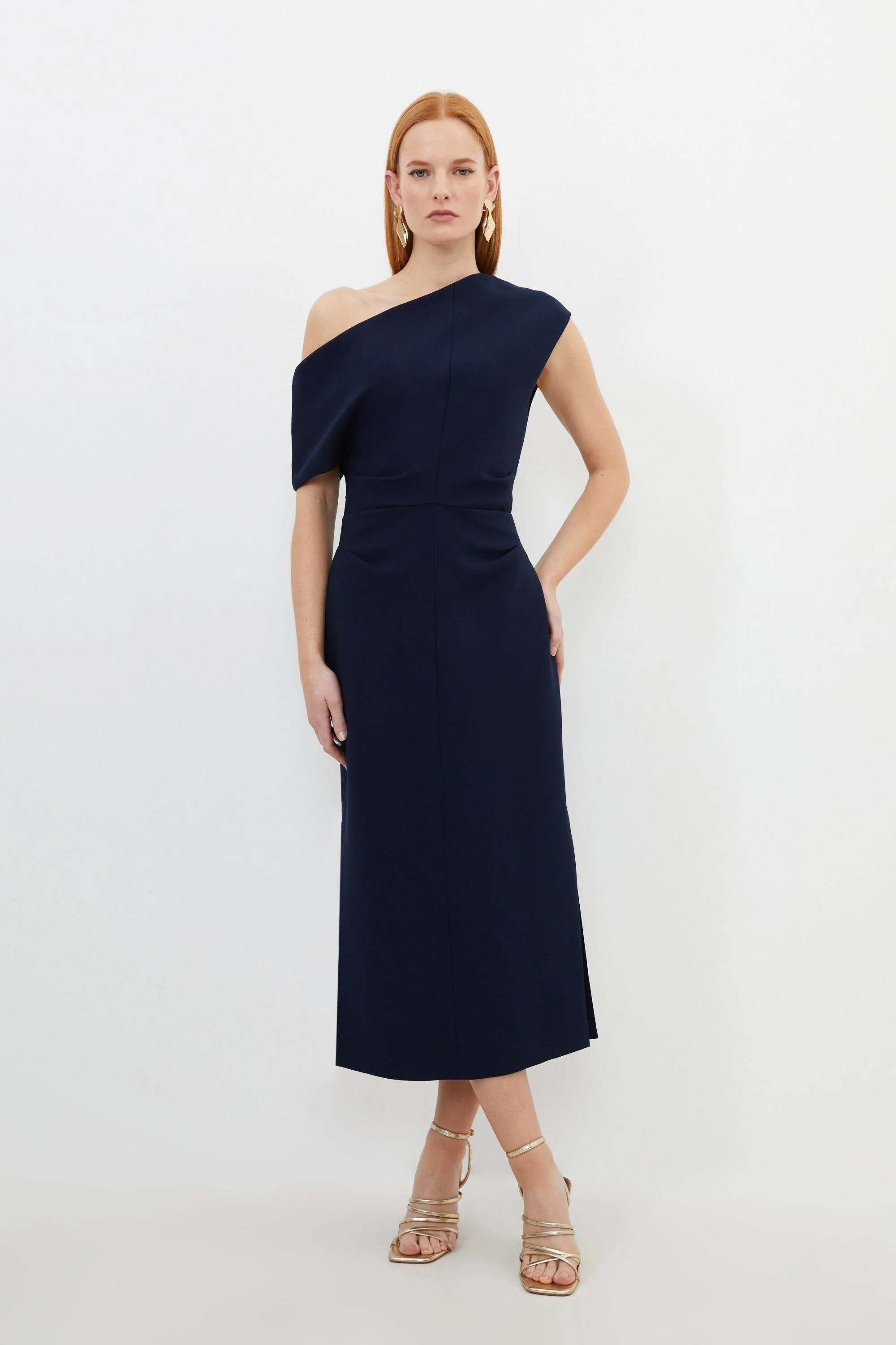 Karen Millen Bodycon Midi Dress UK10 in Blue RRP £199