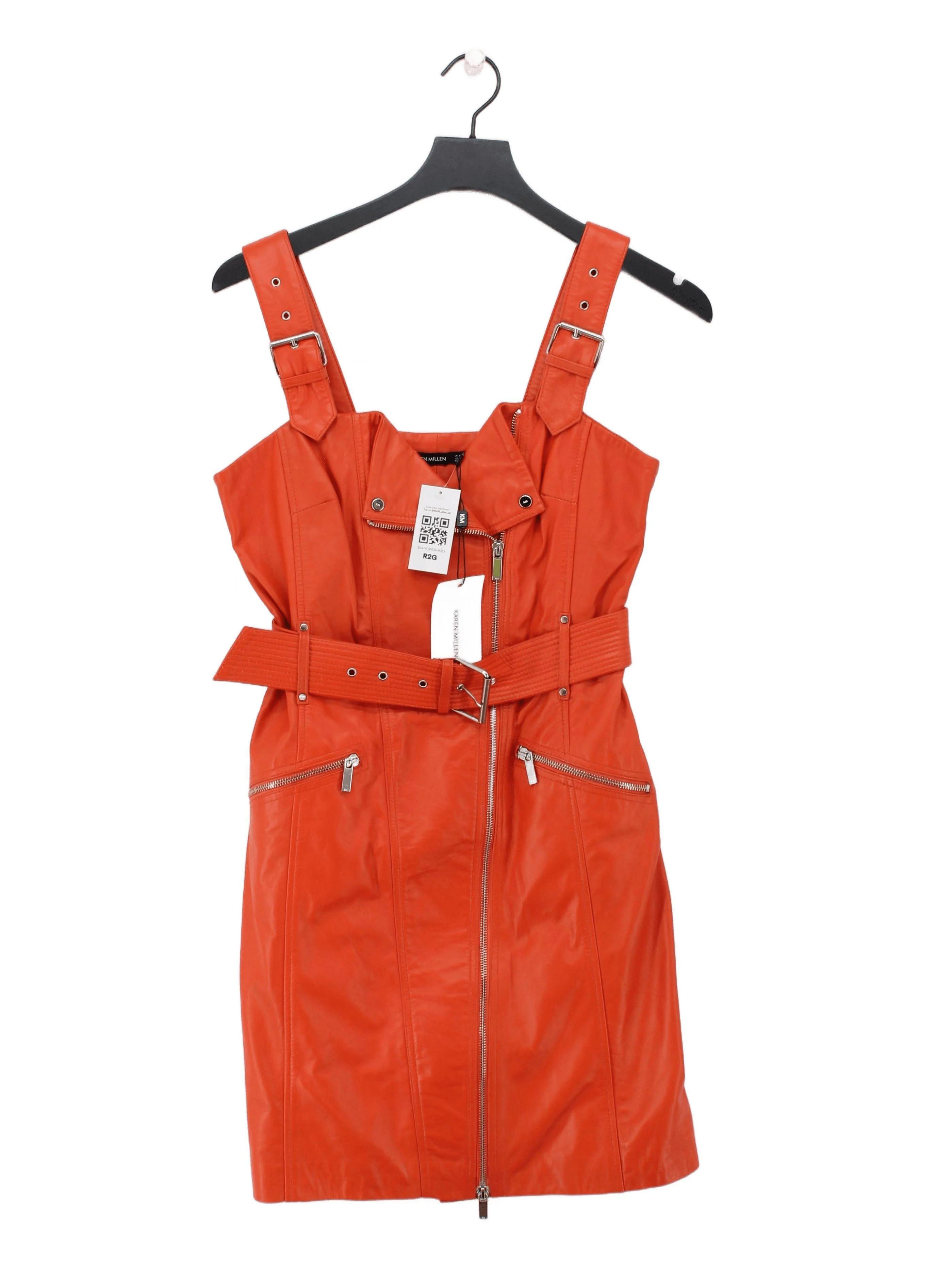 Karen Millen Pinafore/Dungaree Mini Dress UK10 in Orange