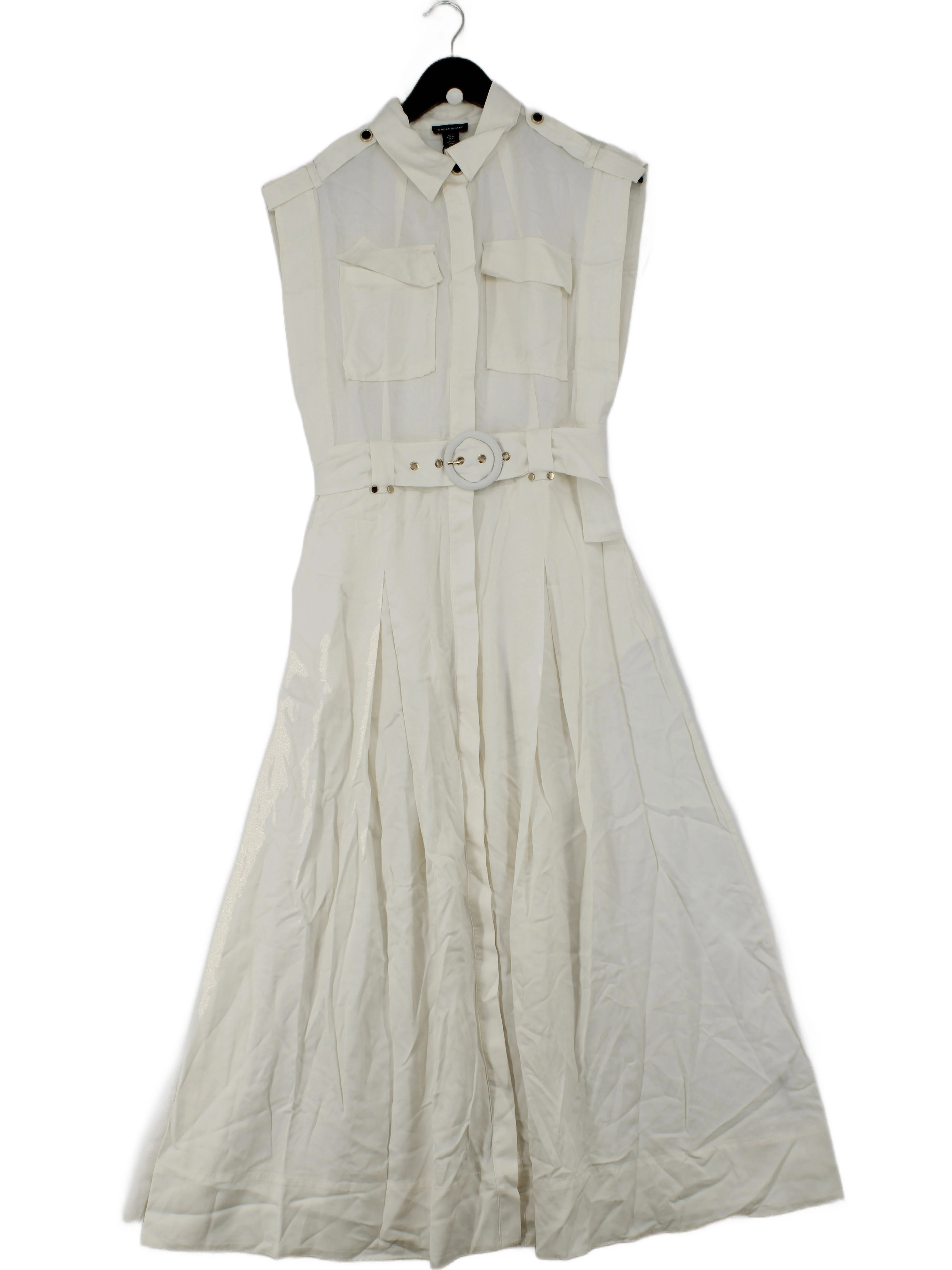 Karen Millen Shirt Midi Dress UK12 in White RRP £199
