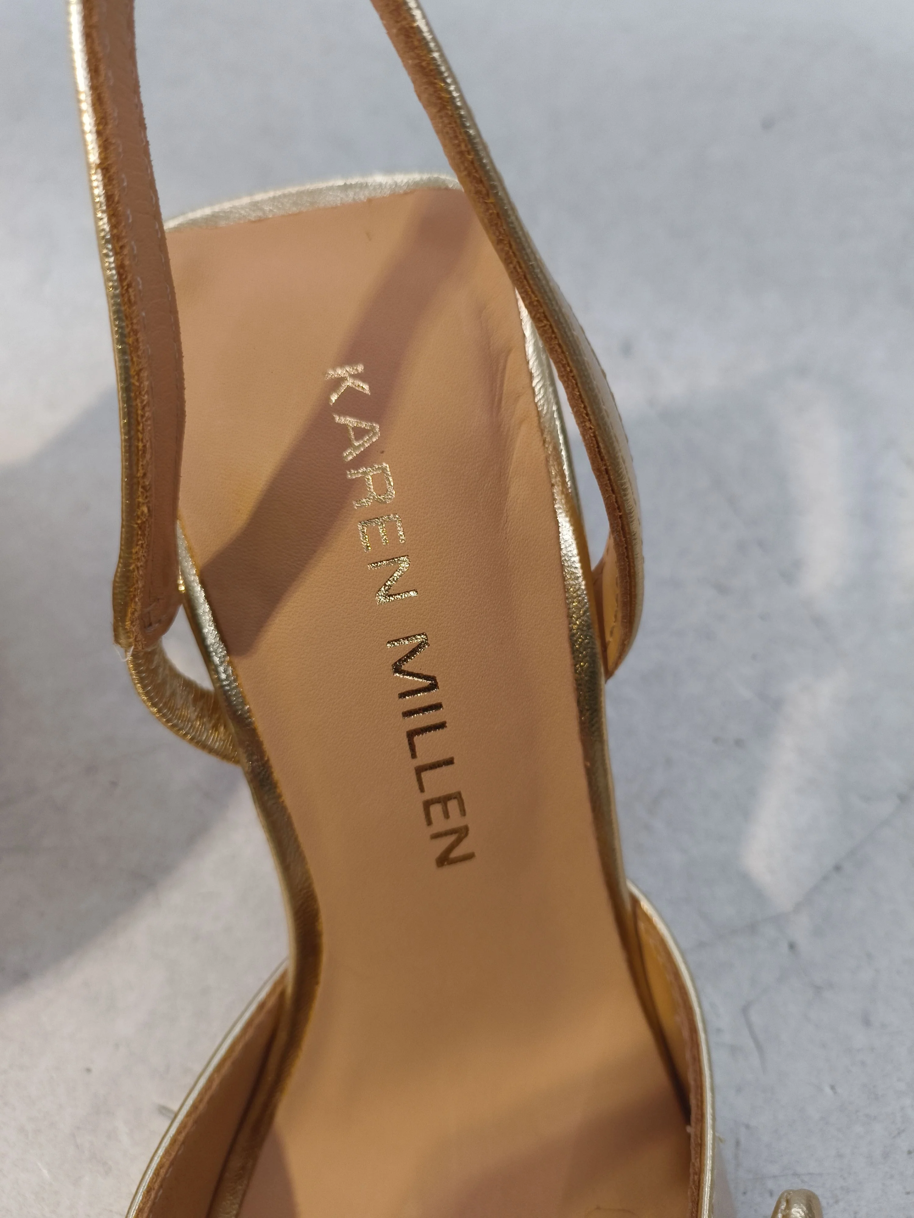 Karen Millen Women's Heels UK 3 Gold 100% Faux Leather Court - Image 10